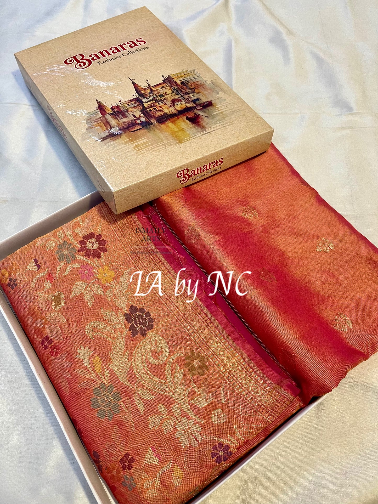 Orange Banarasi Pure Katan Silk Paithani Saree