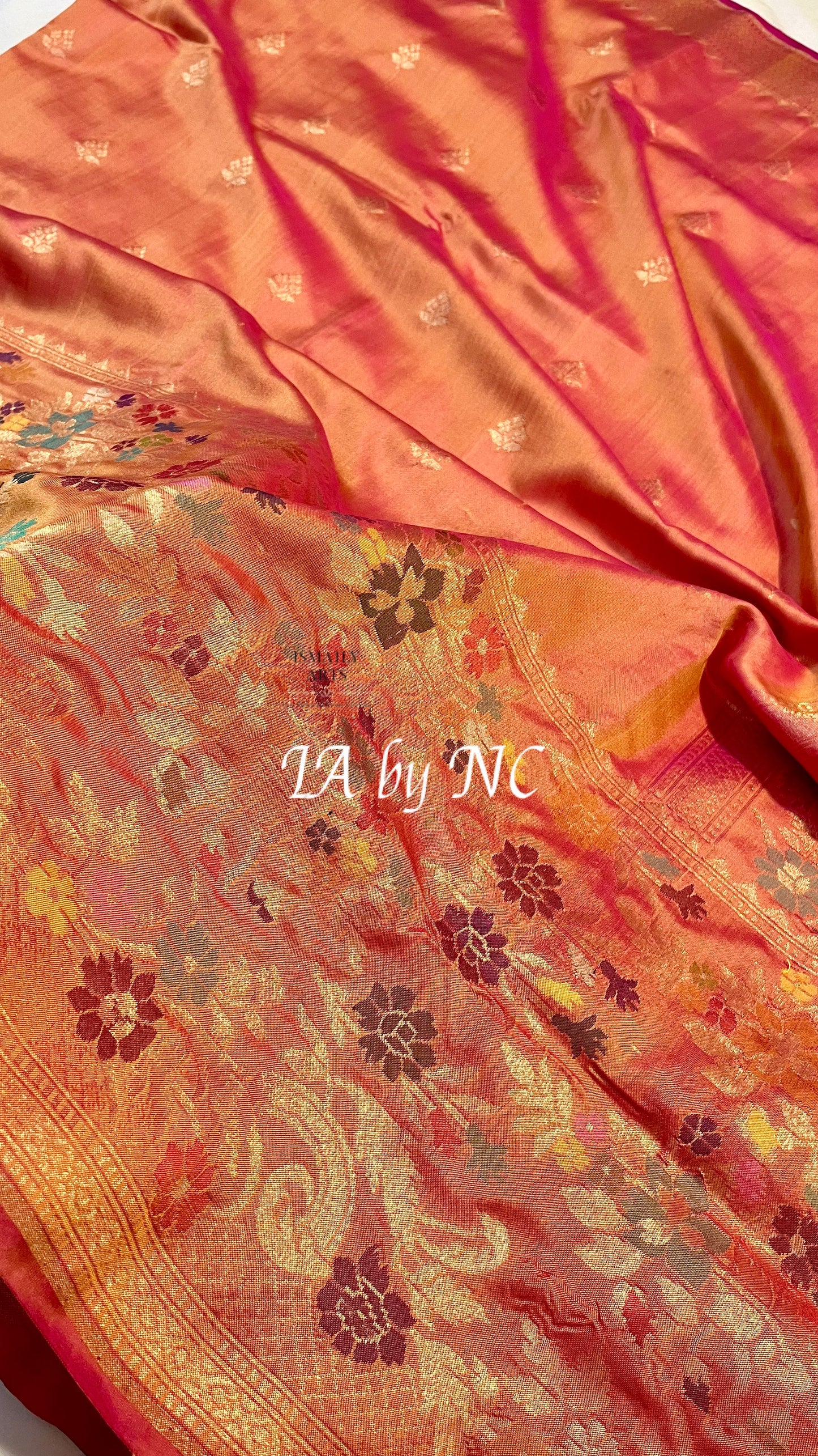 Orange Banarasi Pure Katan Silk Paithani Saree