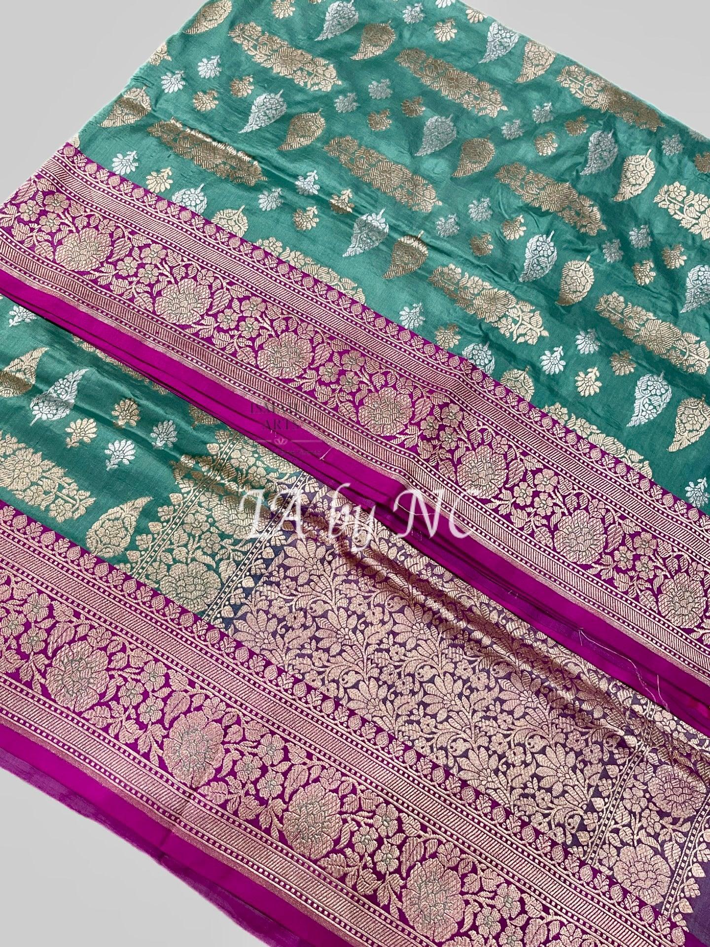 Jungle Banarasi Pure Katan Silk Meenakari Pattu Saree