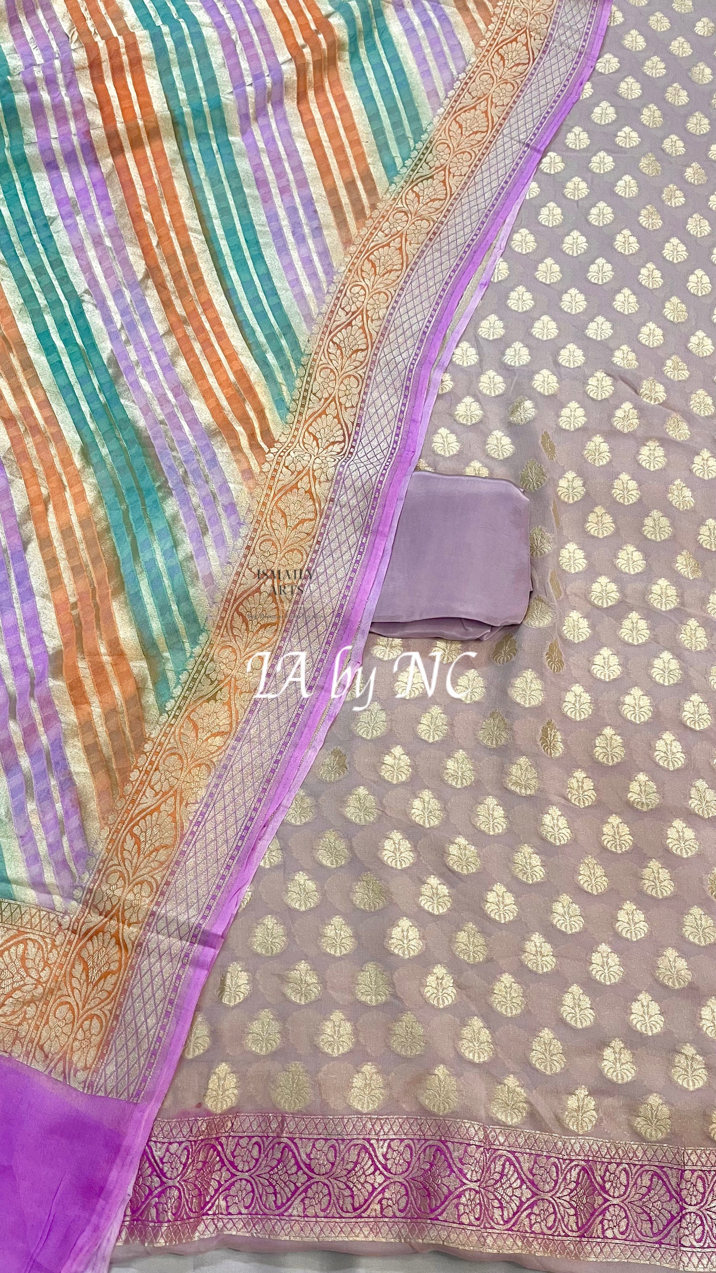 Mauve Banarasi Pure Khaddi Georgette Dress Materials