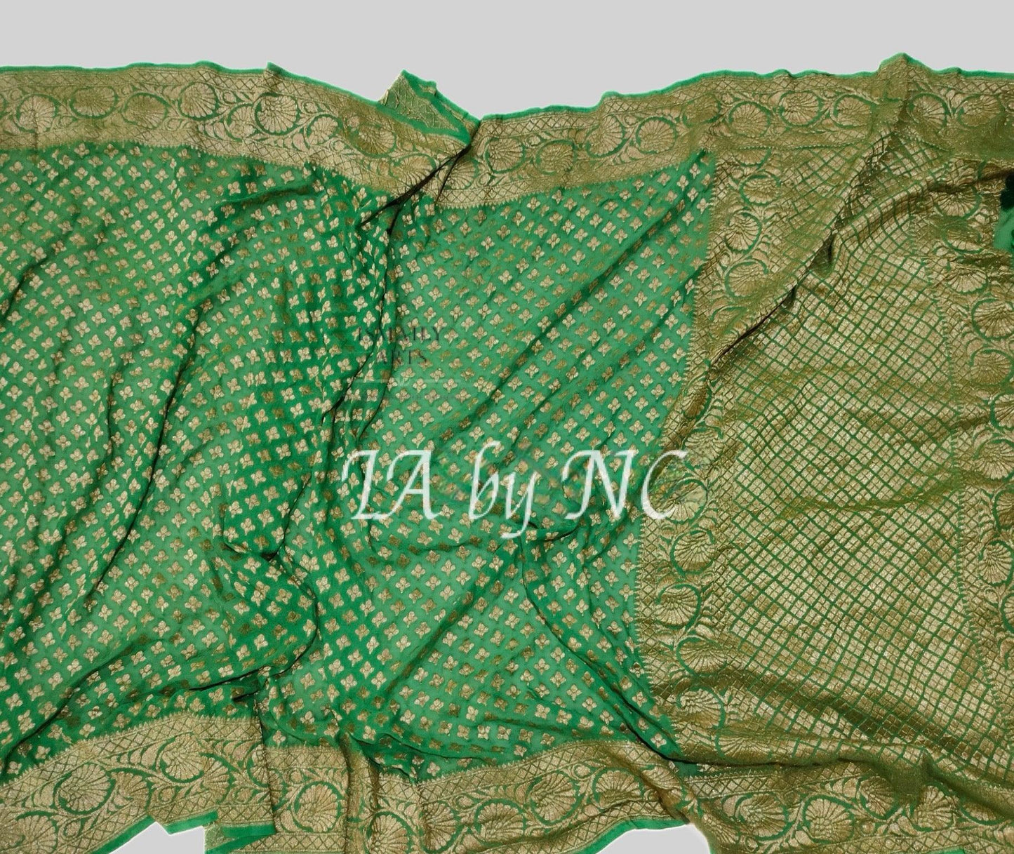 Green Banarasi Pure Khaddi Georgette Saree