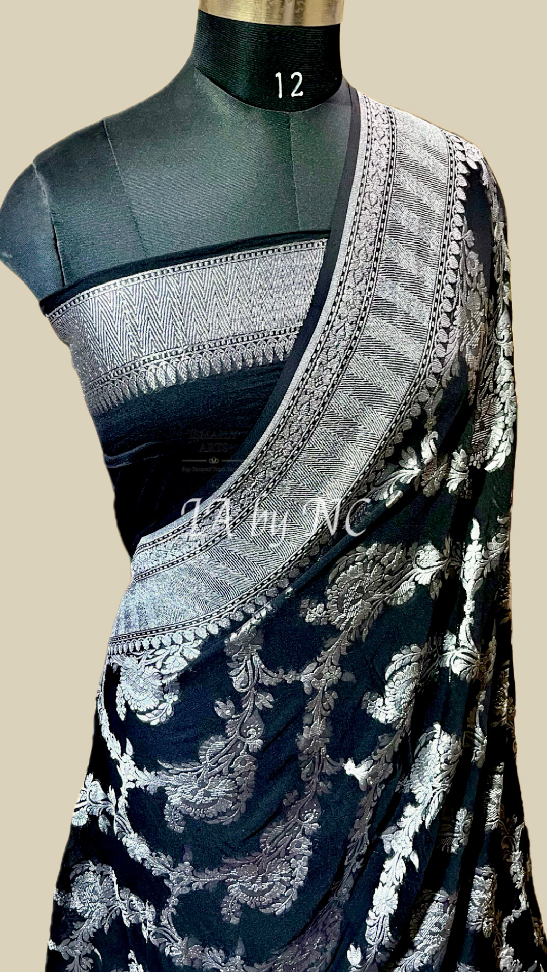 Black Banarasi Pure Khaddi Georgette Saree