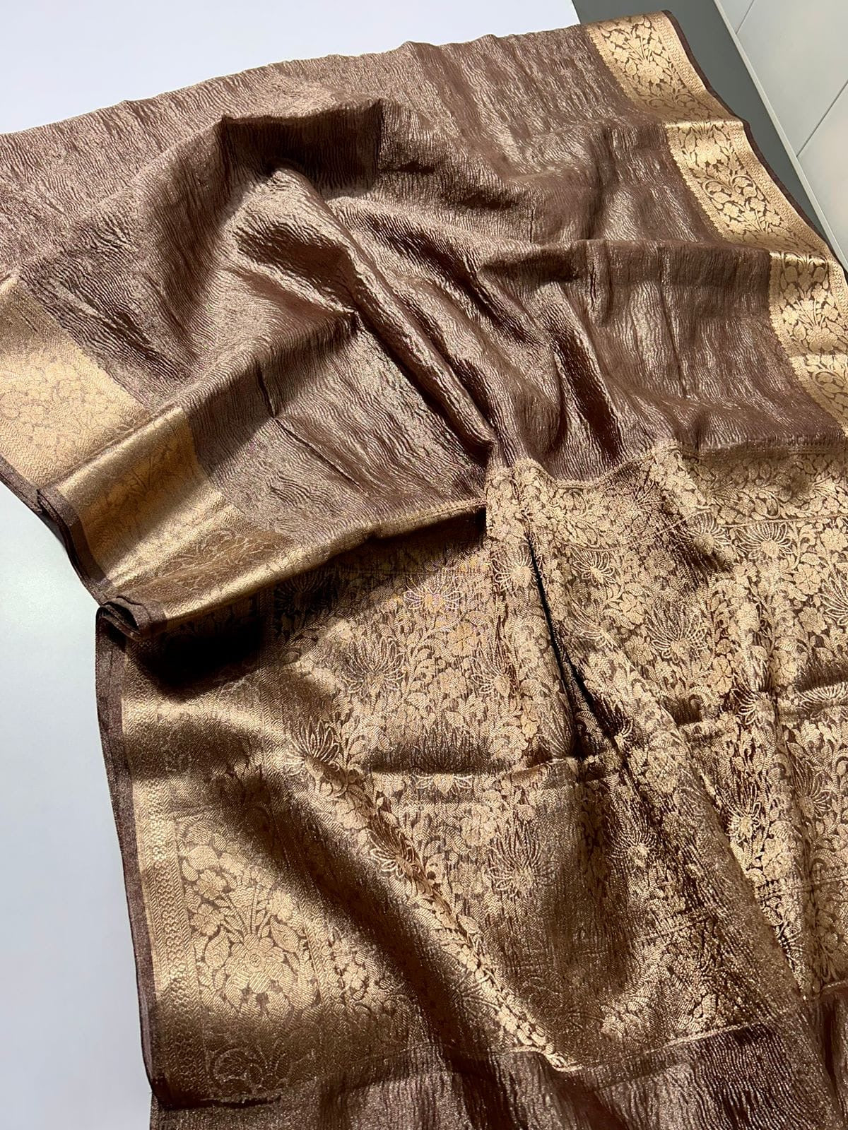 Banarasi Blend Tissue Silk Crushed Saree