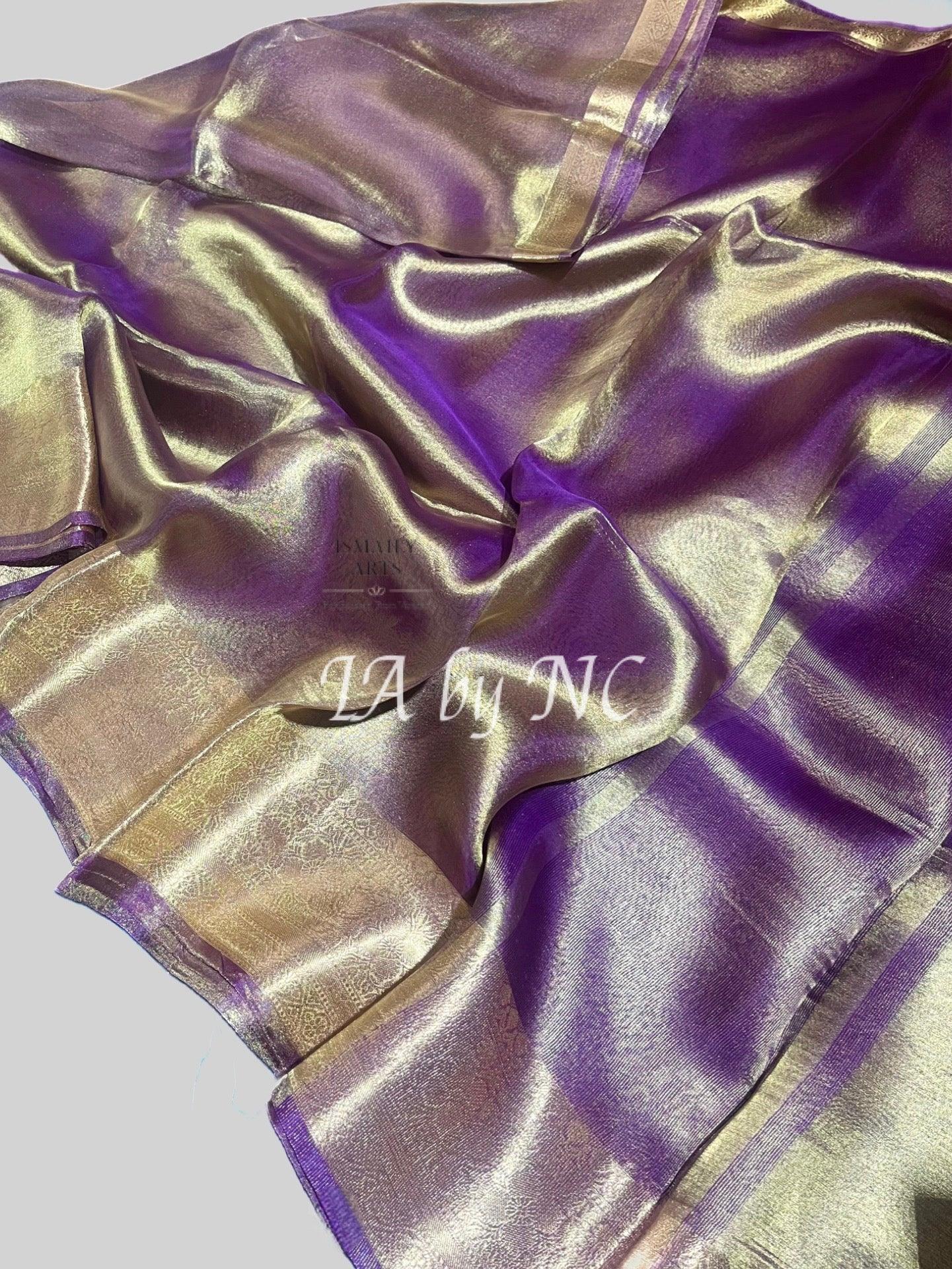 Grape Banarasi Pure Tissue Silk Saree
