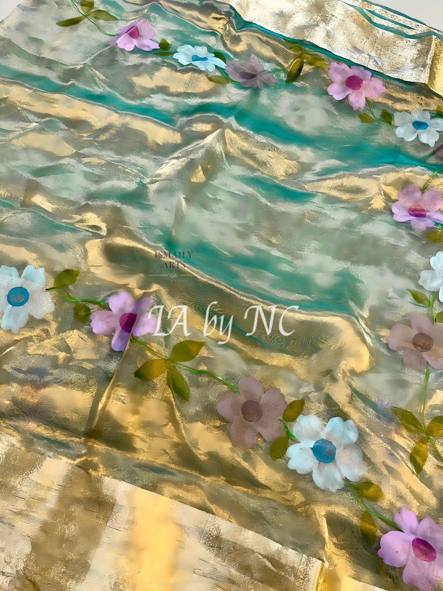 Turquoise Banarasi Pure Tissue Silk Saree