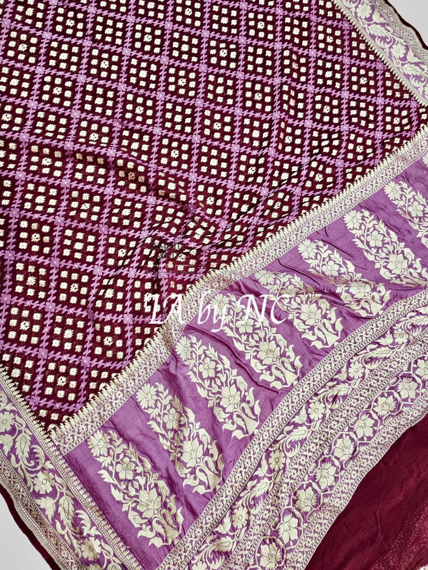 Maroon Banarasi Pure Khaddi Georgette Saree