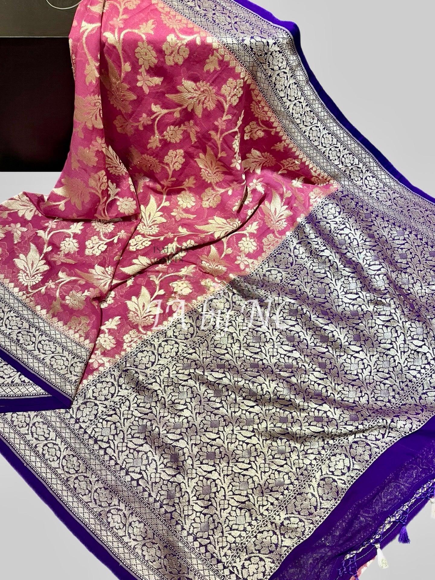 Gajri Banarasi Pure Khaddi Georgette Saree