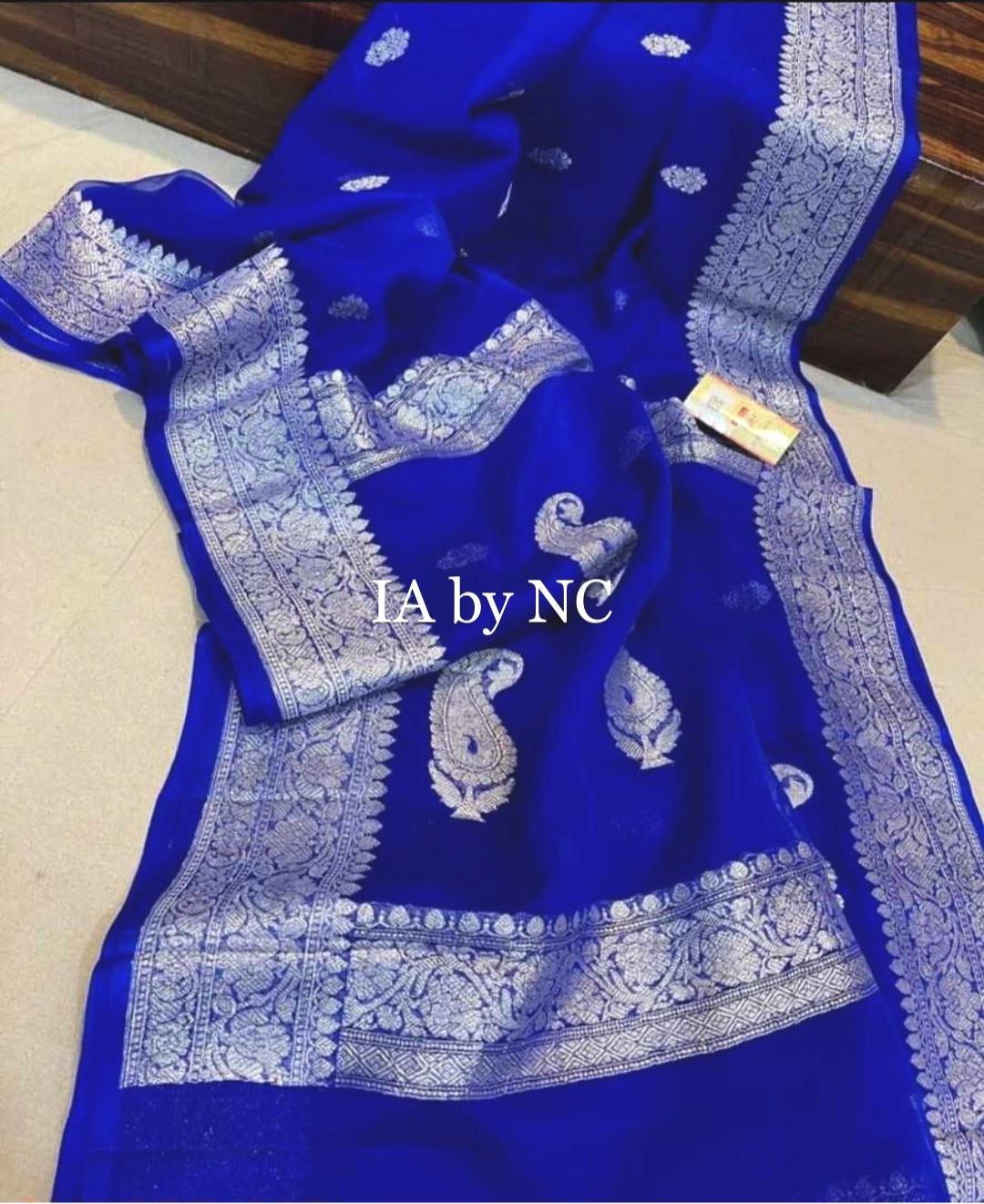 Royal Banarasi Pure Khaddi Georgette Kadwa Saree