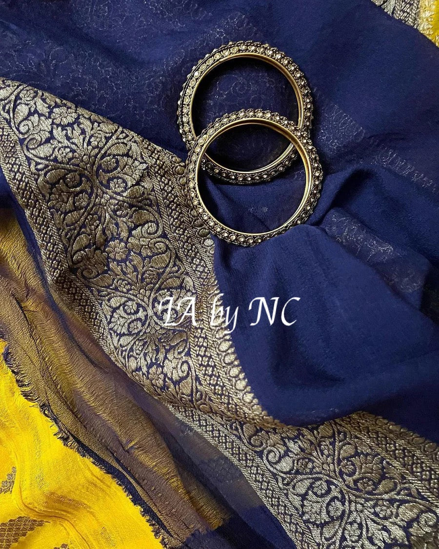 Bumblebee Banarasi Pure Khaddi Georgette Saree