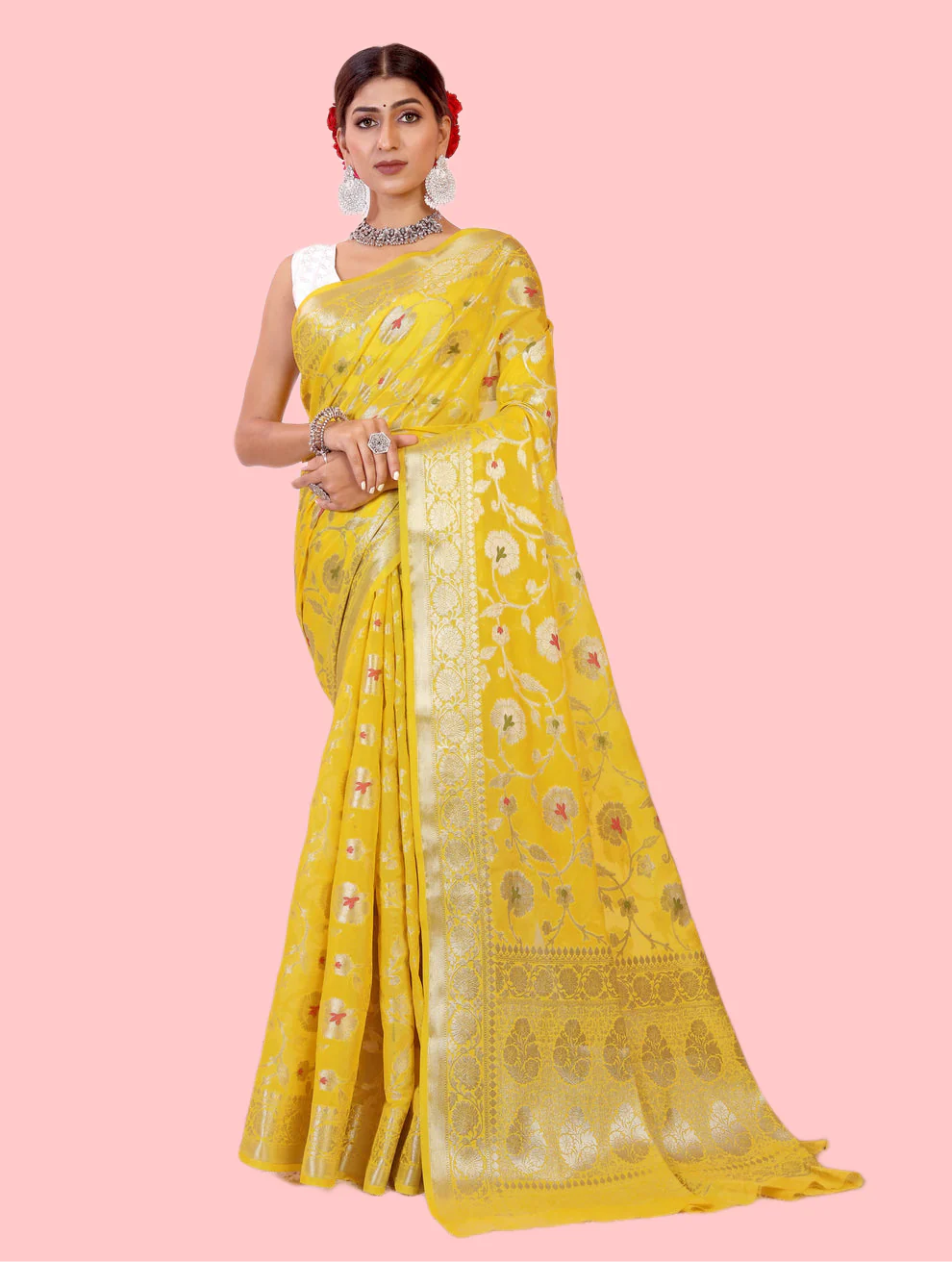 Banarasi Blend Khaddi Georgette Meena Saree