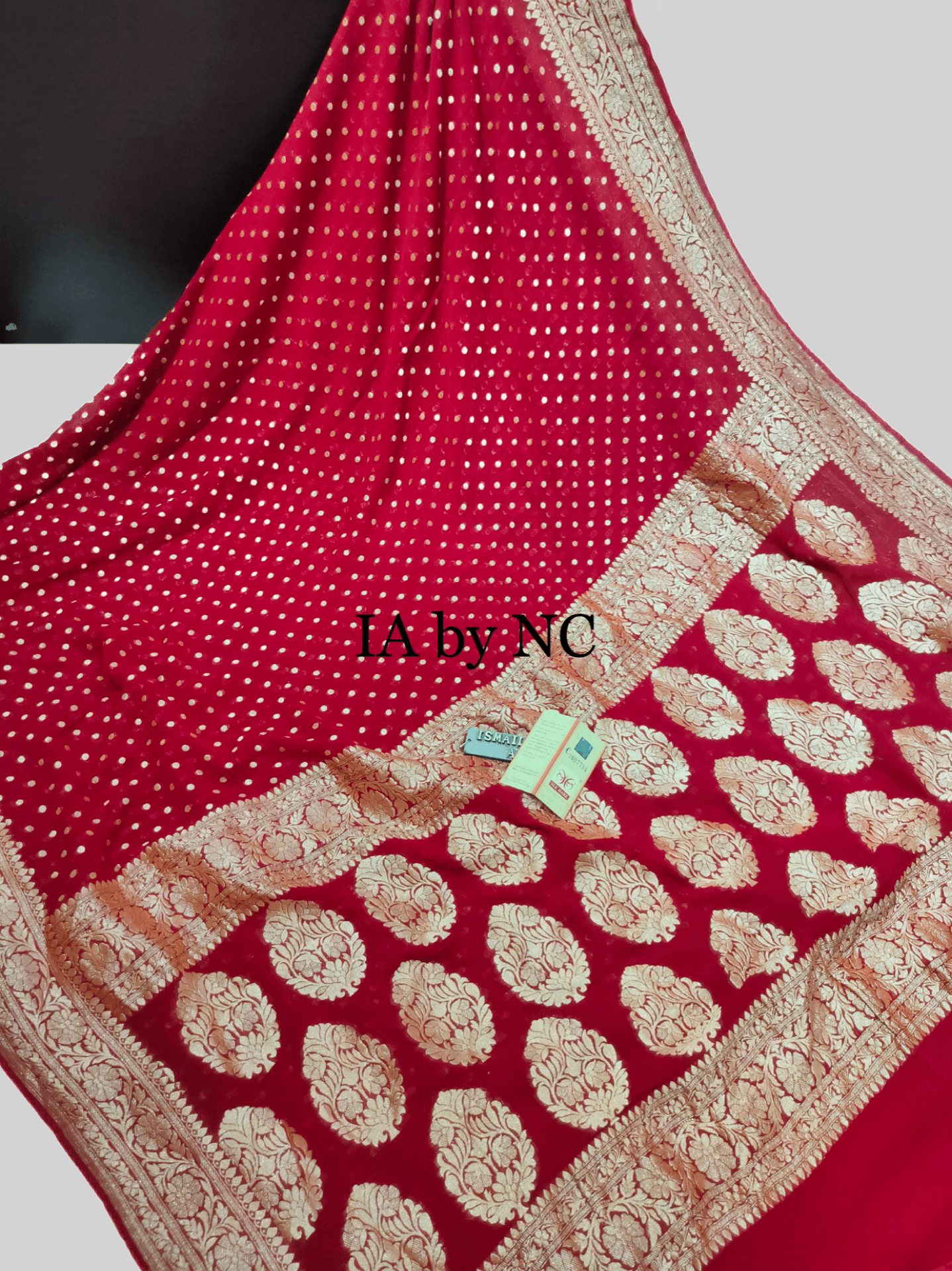 Carmine Banarasi Pure Khaddi Georgette Saree