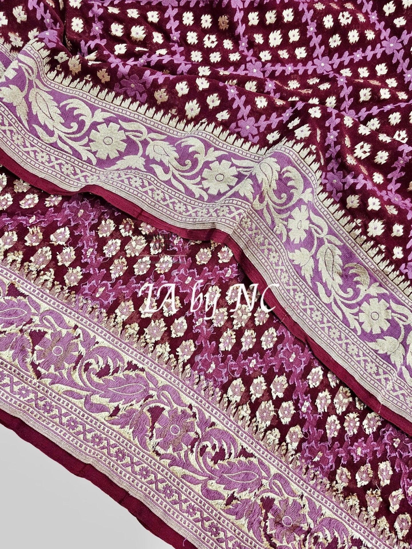 Maroon Banarasi Pure Khaddi Georgette Saree