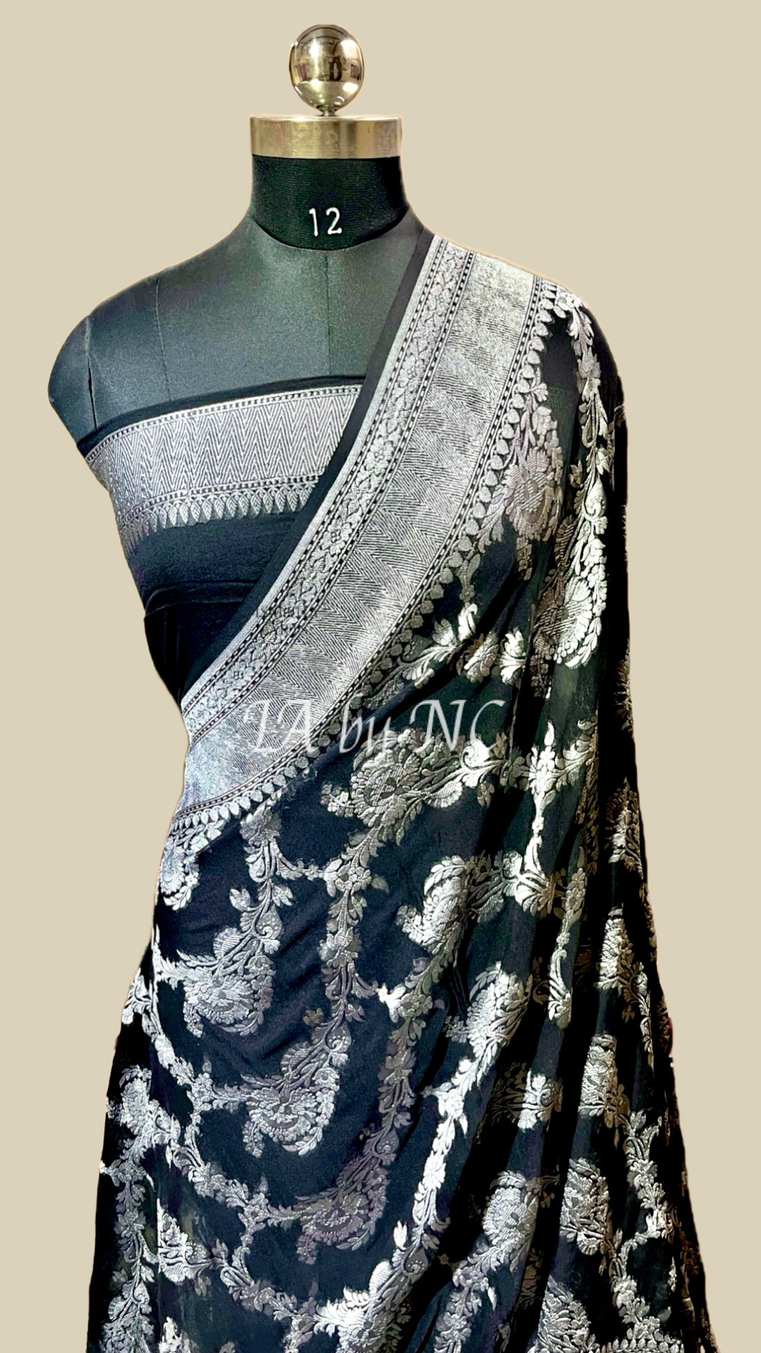 Black Banarasi Pure Khaddi Georgette Saree