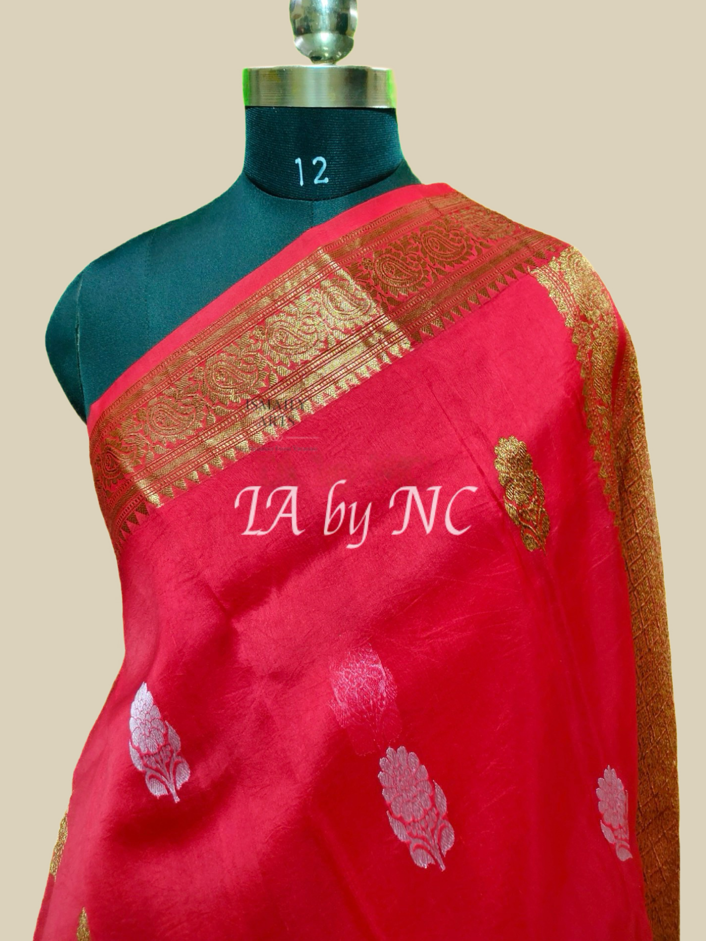 Chilli Banarasi Pure Kora Organza Kadwa Saree
