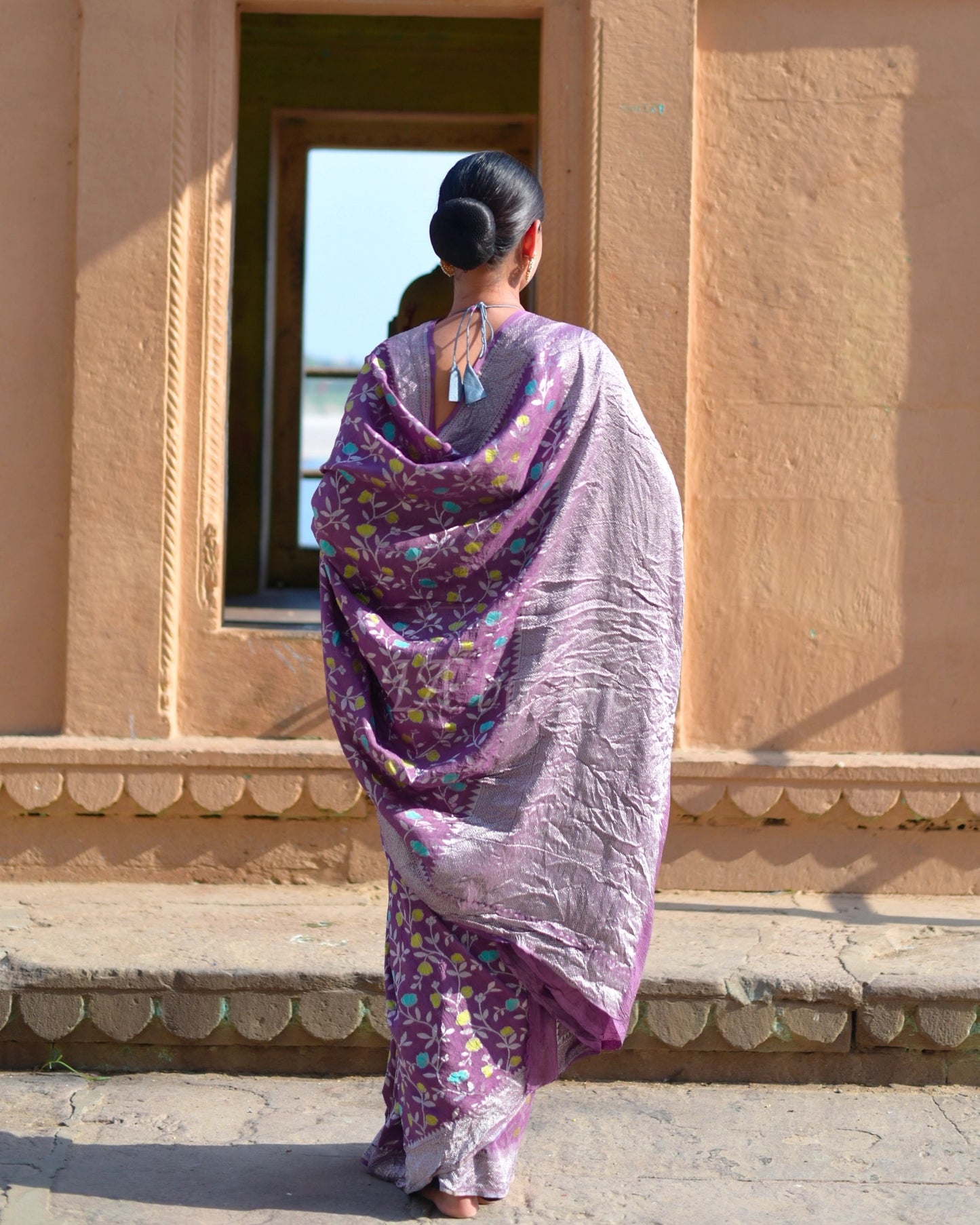 Mauve Banarasi Pure Khaddi Tussar Georgette Saree