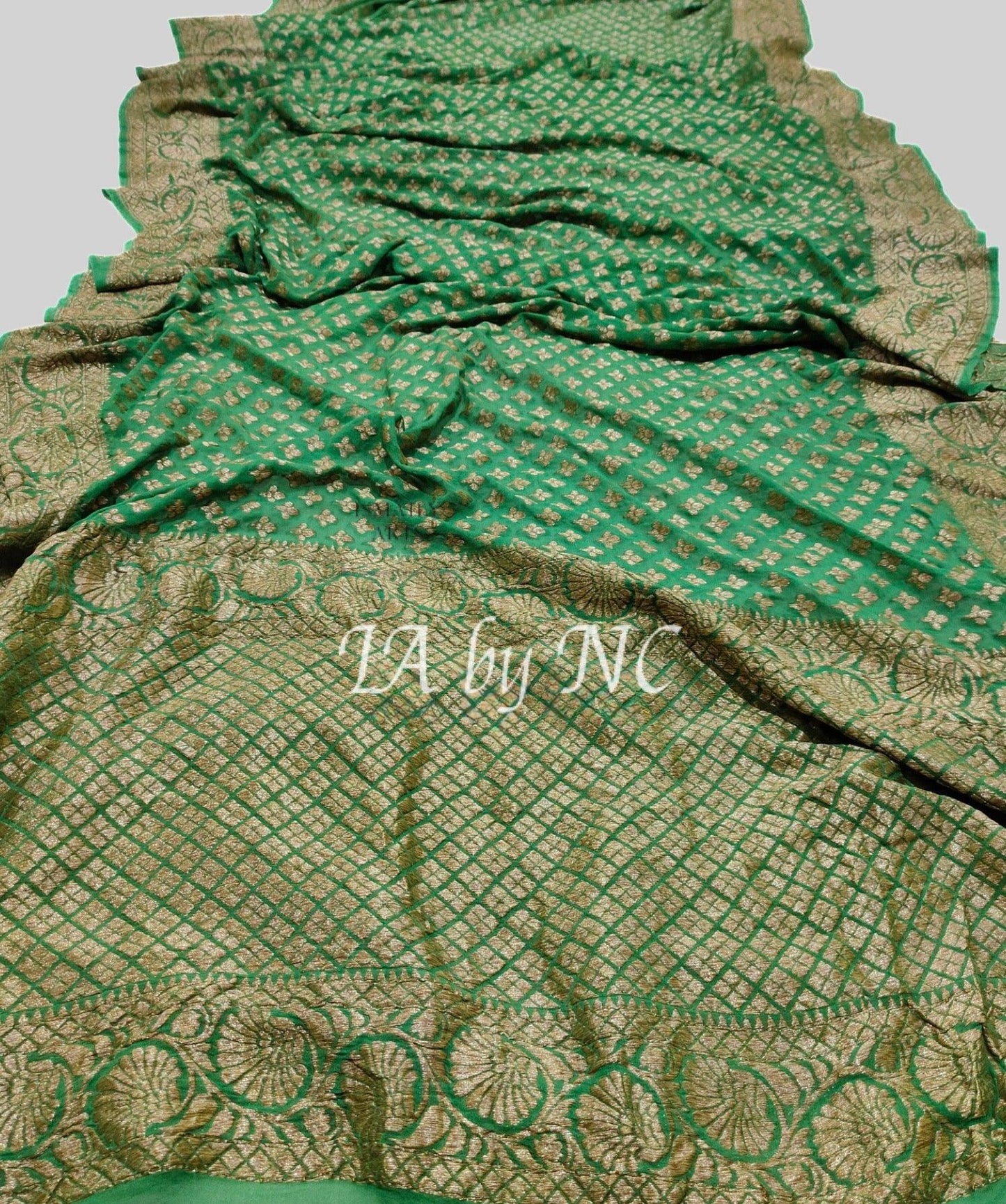Green Banarasi Pure Khaddi Georgette Saree