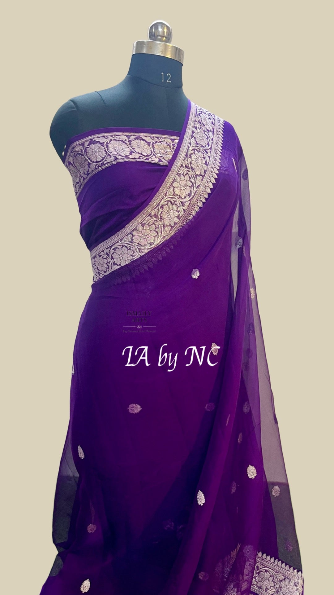 Grape Banarasi Pure Khaddi Georgette Kadwa Saree