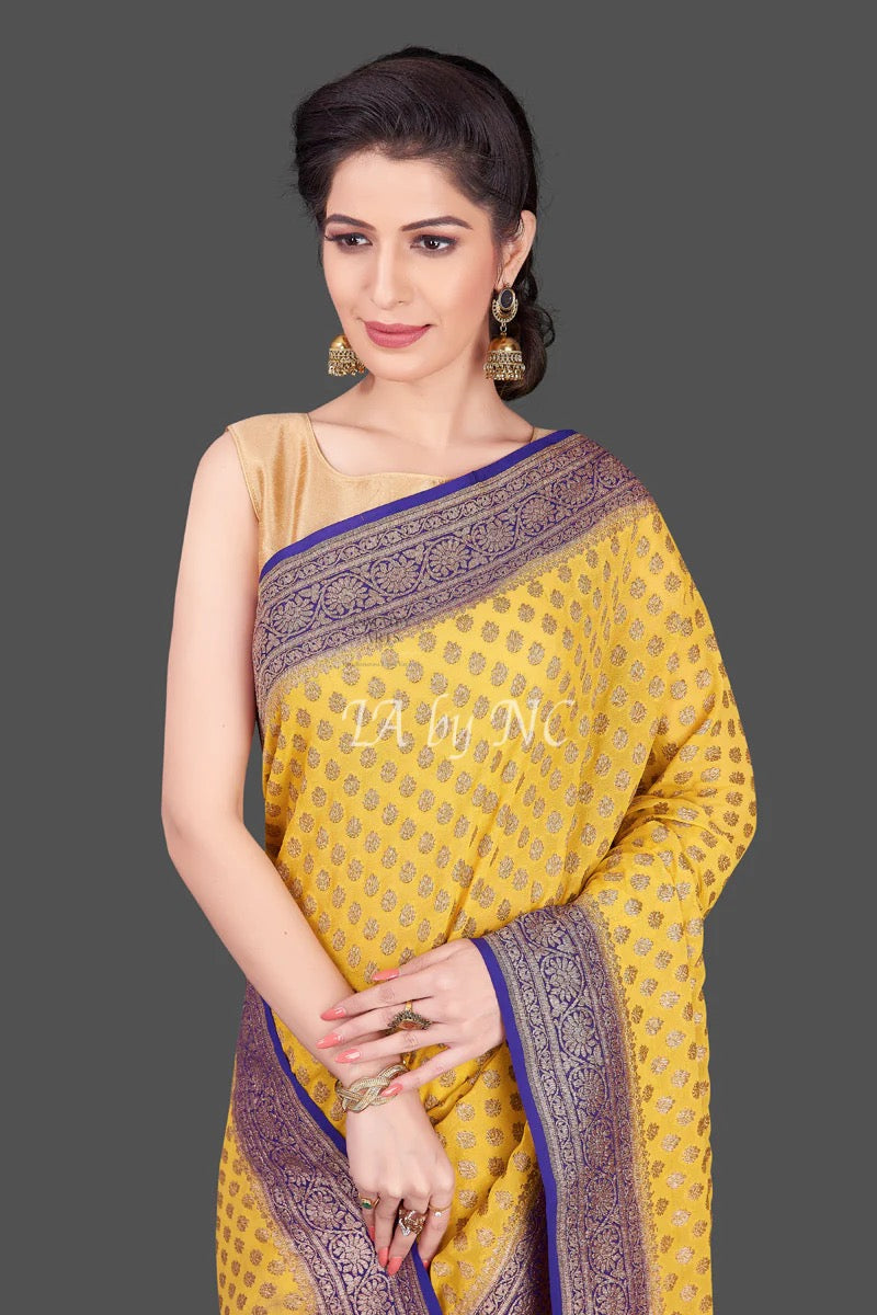 Mellow Banarasi Pure Khaddi Georgette Saree