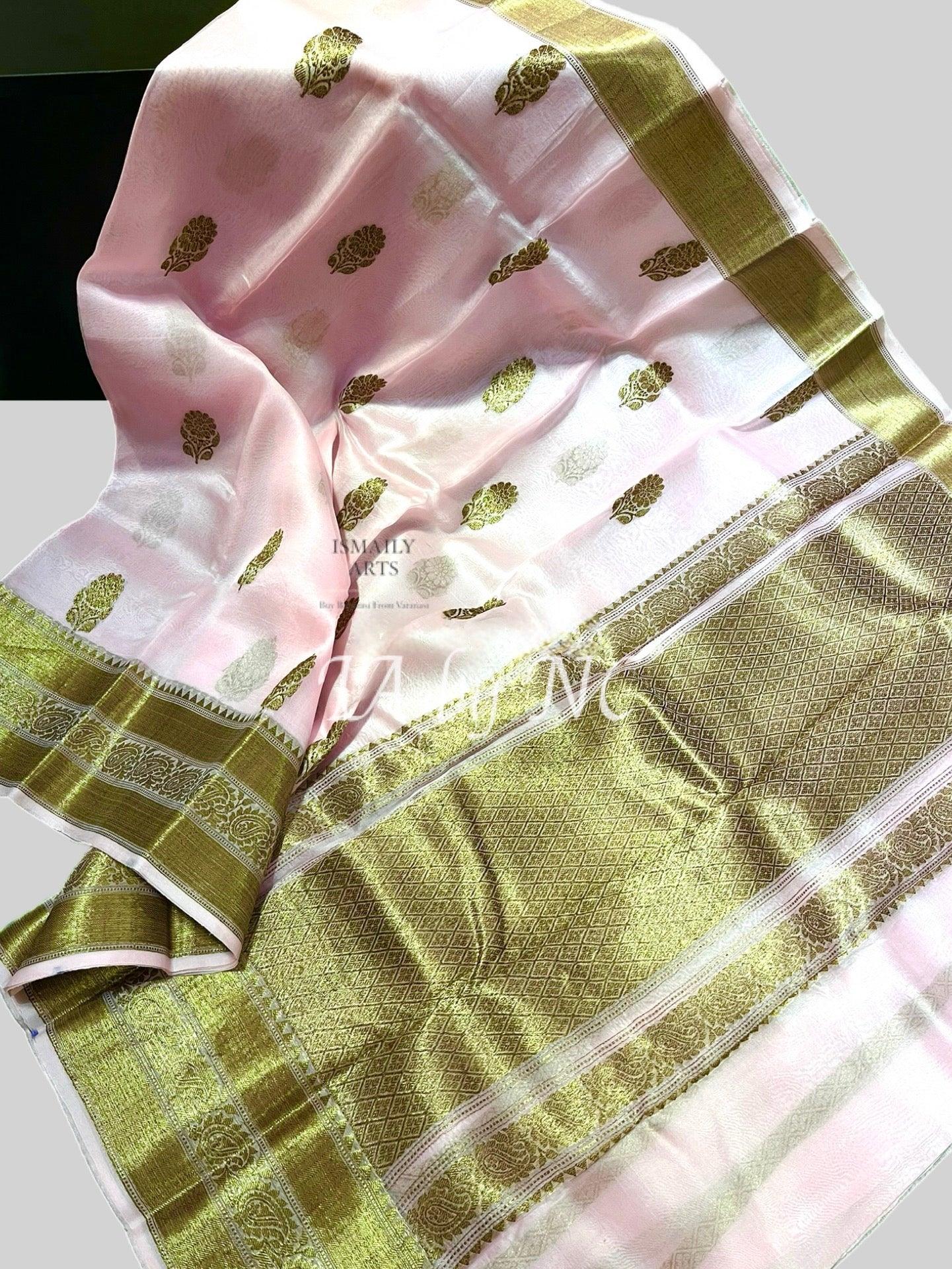Baby Banarasi Pure Kora Organza Kadwa Saree