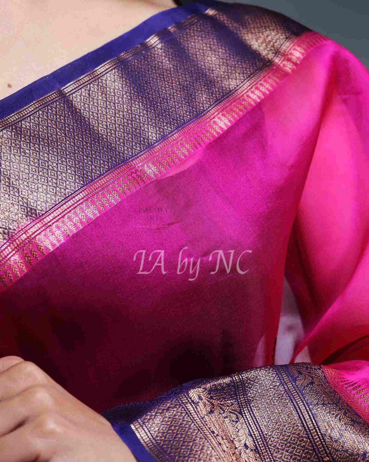 Fuschia Banarasi Pure Kora Silk Kadwa Saree