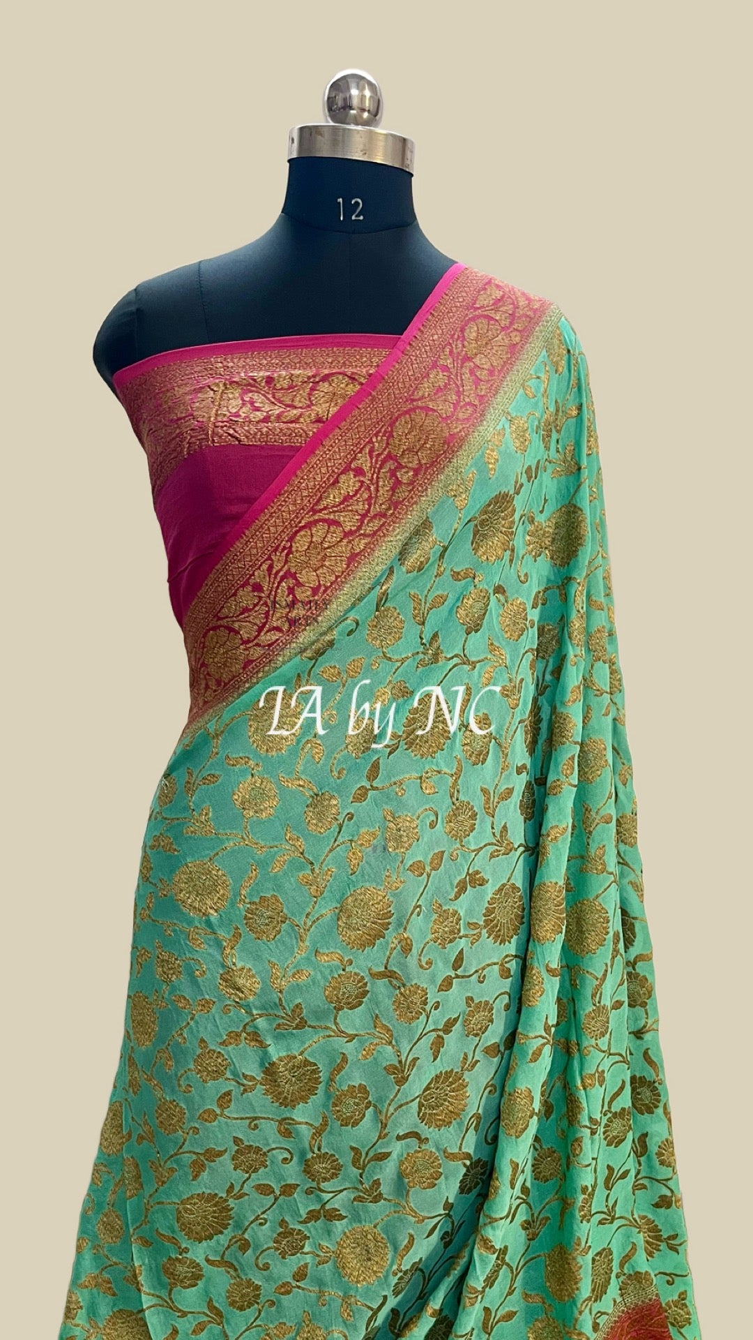 Turquoise Banarasi Pure Khaddi Georgette Saree