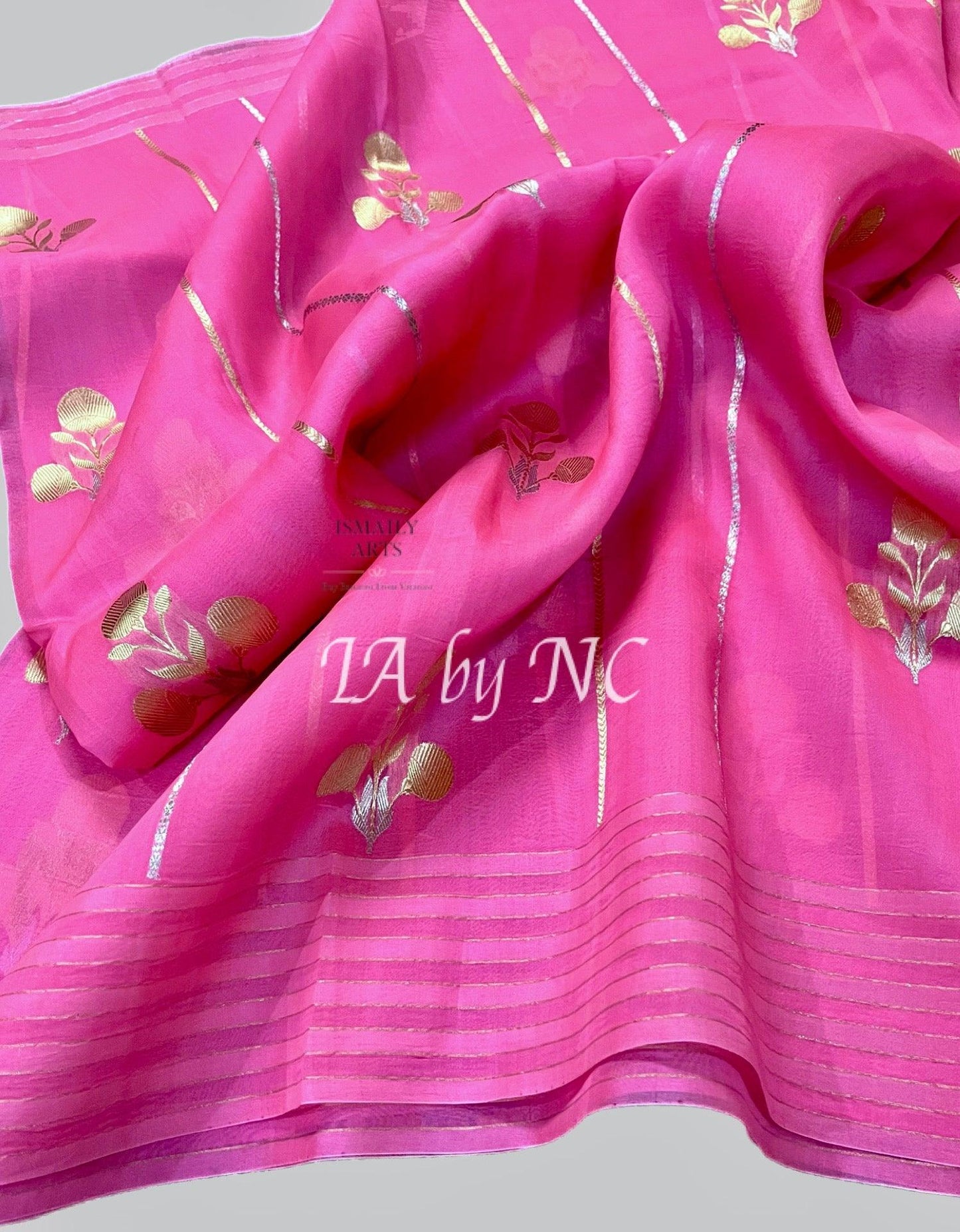 French Banarasi Pure Kora Organza Kadwa Saree