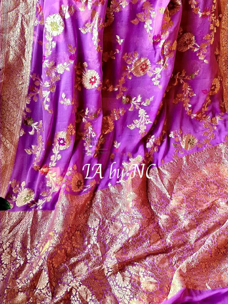 Ultra Banarasi Pure Khaddi Georgette Meenakari Saree