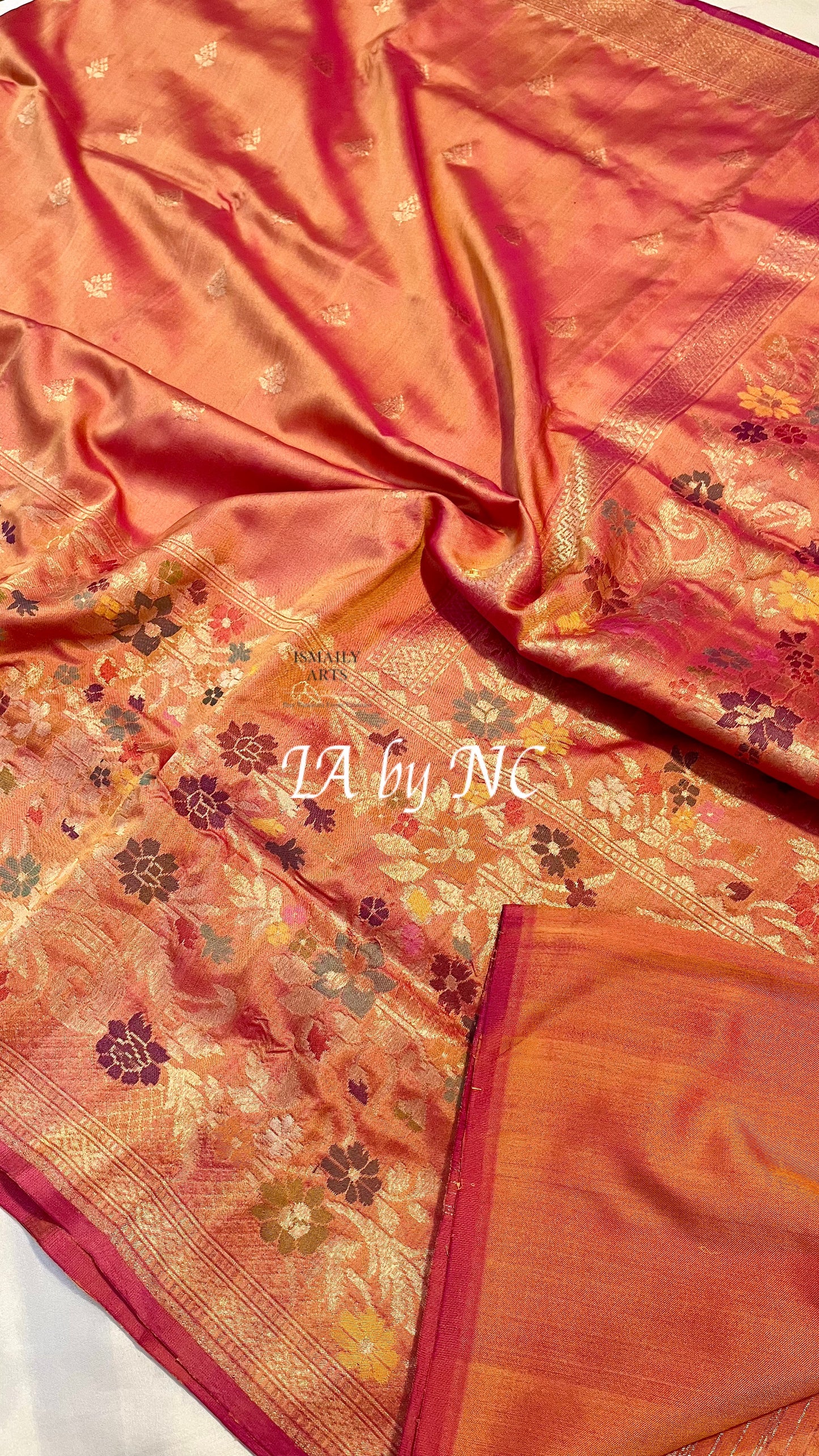 Orange Banarasi Pure Katan Silk Paithani Saree