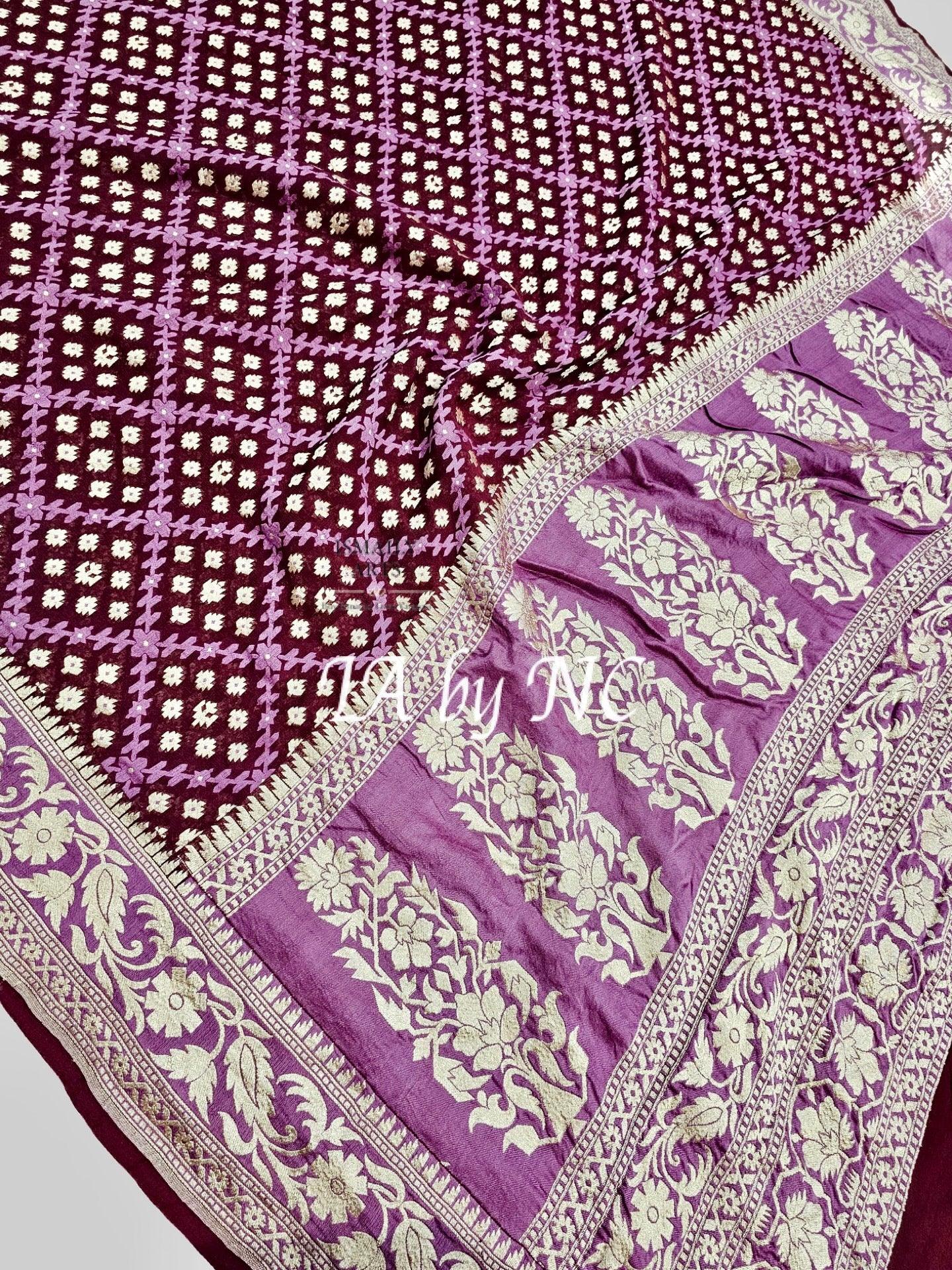Maroon Banarasi Pure Khaddi Georgette Saree
