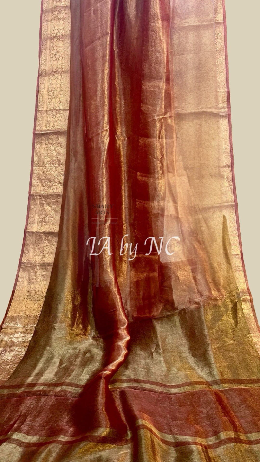 Carmine Banarasi Pure Tissue Silk Saree