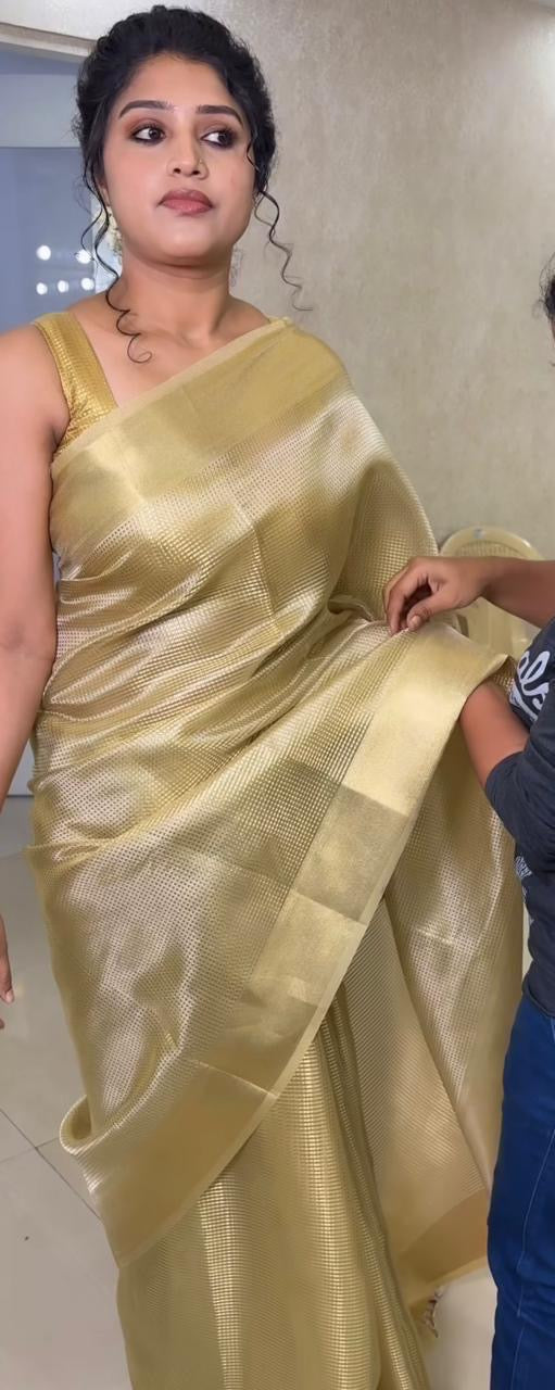 Nayanthara Inspired Banarasi Blend Tissue Brocade Saree
