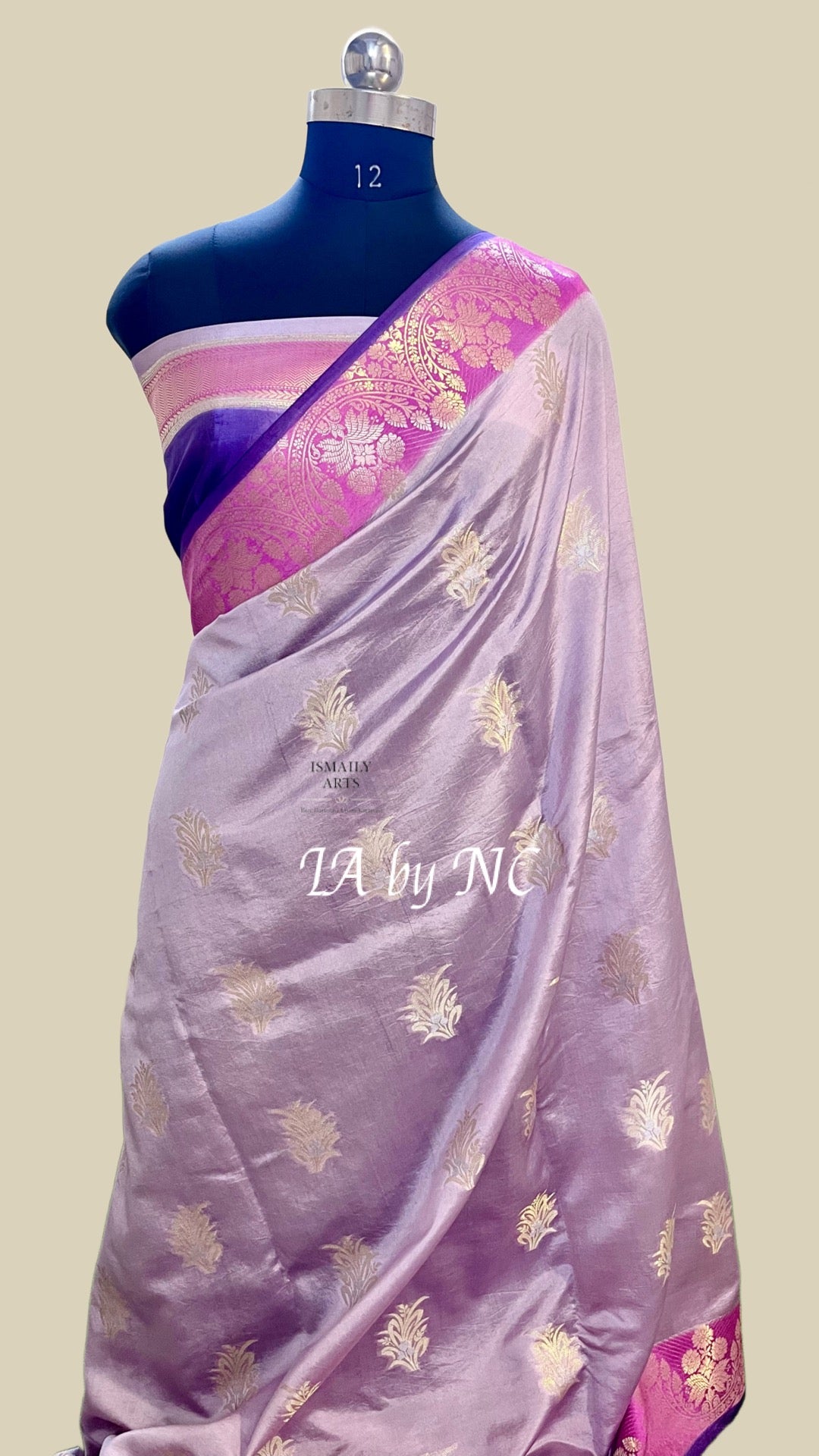 Thistle Banarasi Pure Katan Silk Raw Mango Saree