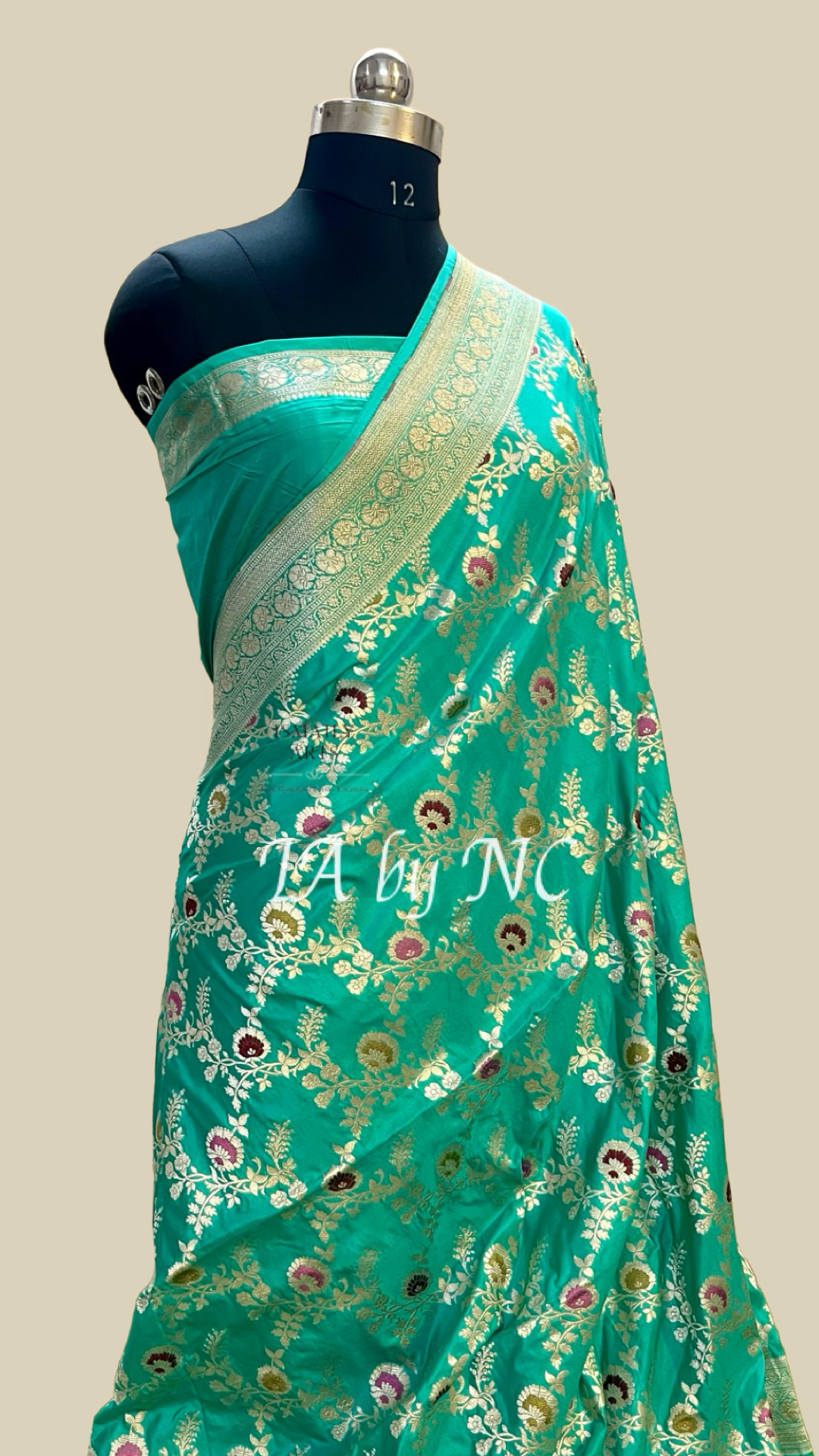 Turquoise Banarasi Pure Katan Silk Meenakari Pattu Saree