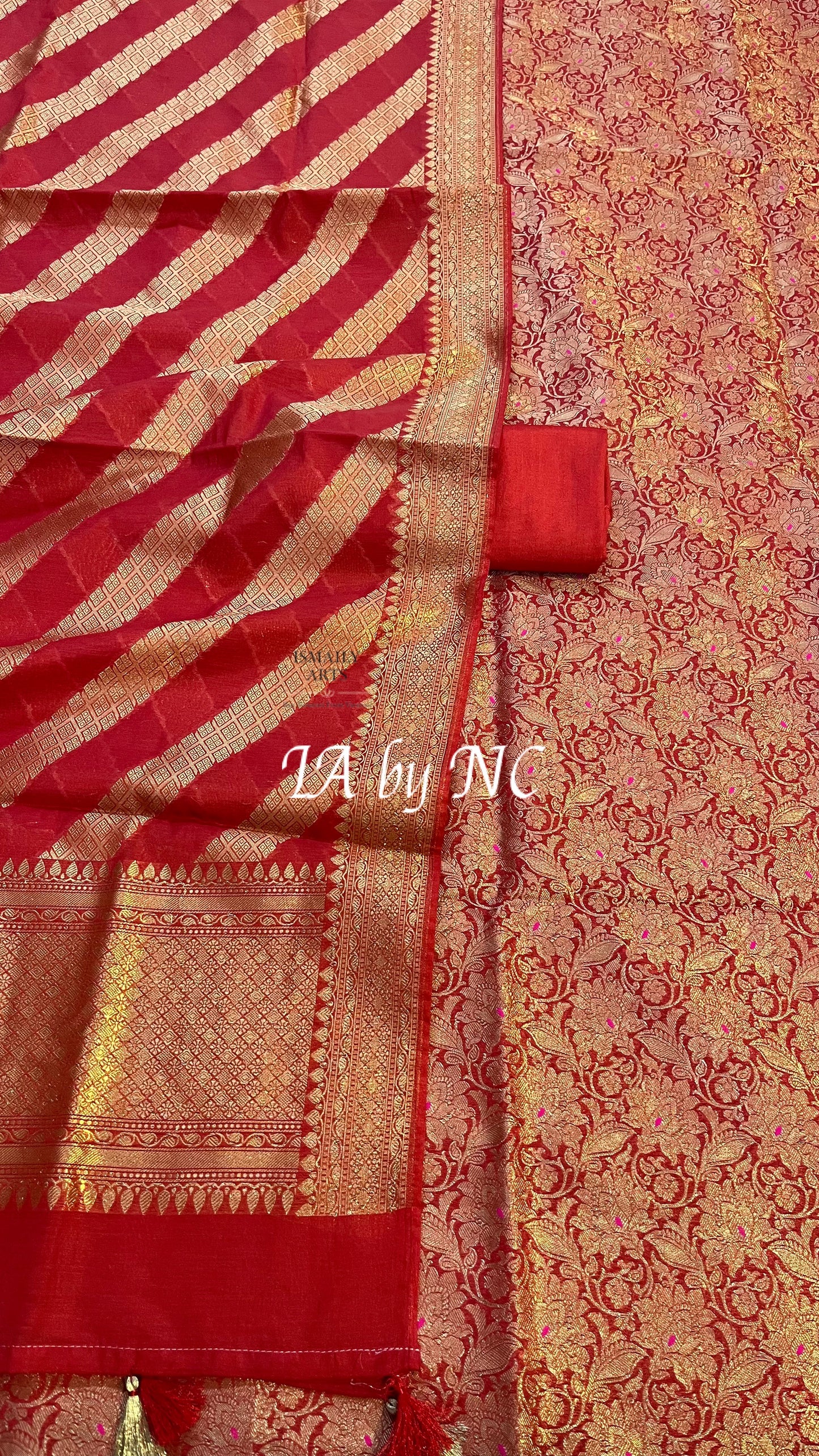 Crimson Banarasi Cotton Silk Tissue Brocade Dress materials