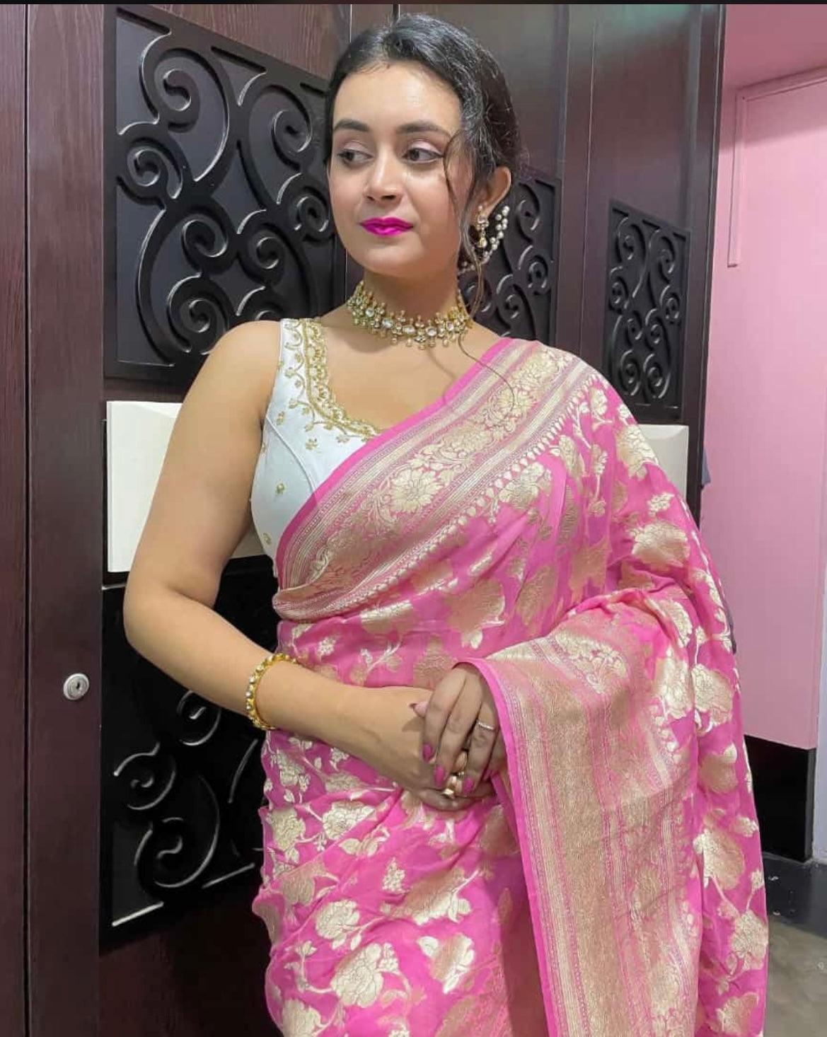 Taffy Banarasi Pure Khaddi Georgette Saree