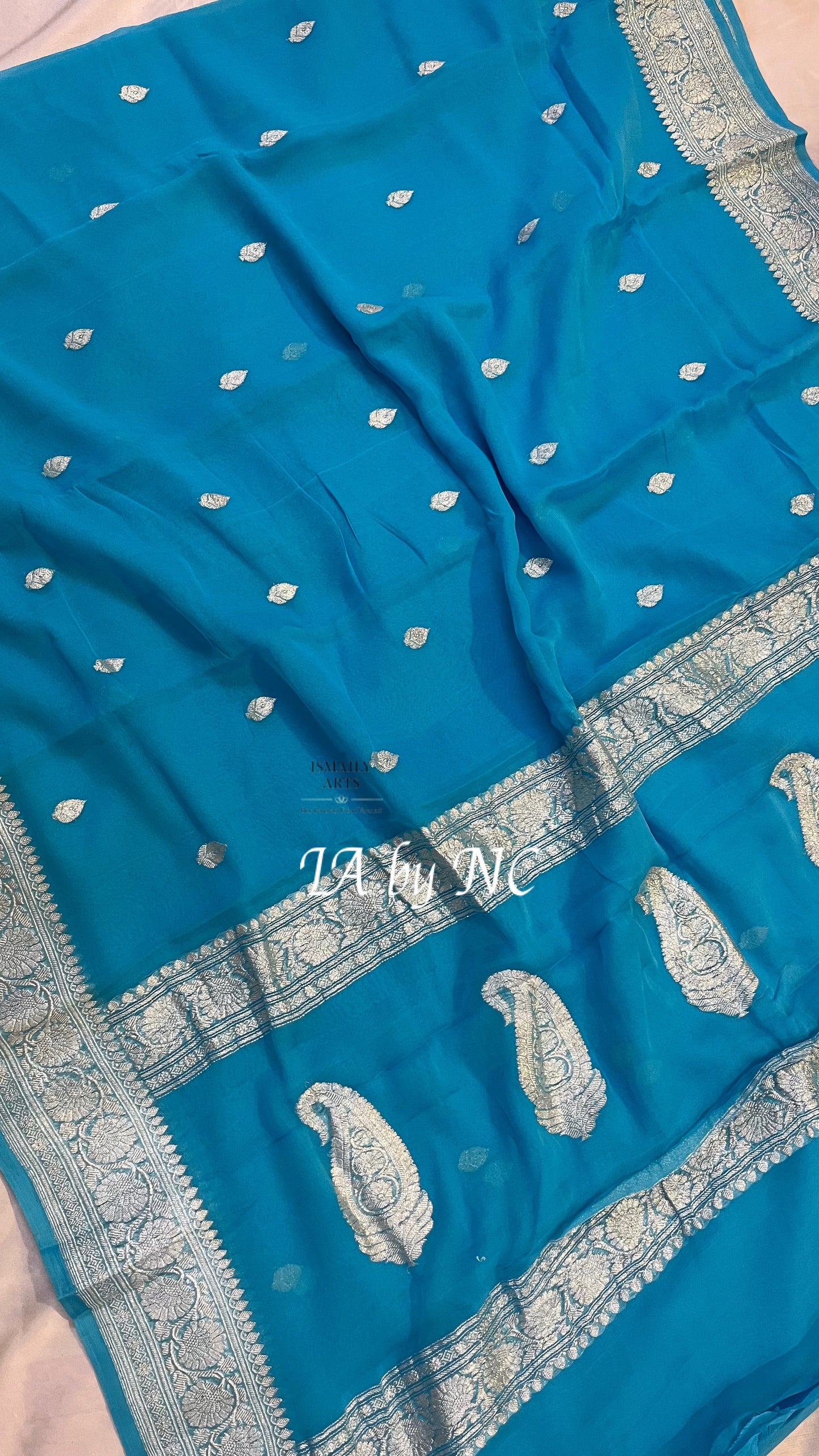 Azure Banarasi Pure Khaddi Georgette Kadwa Saree