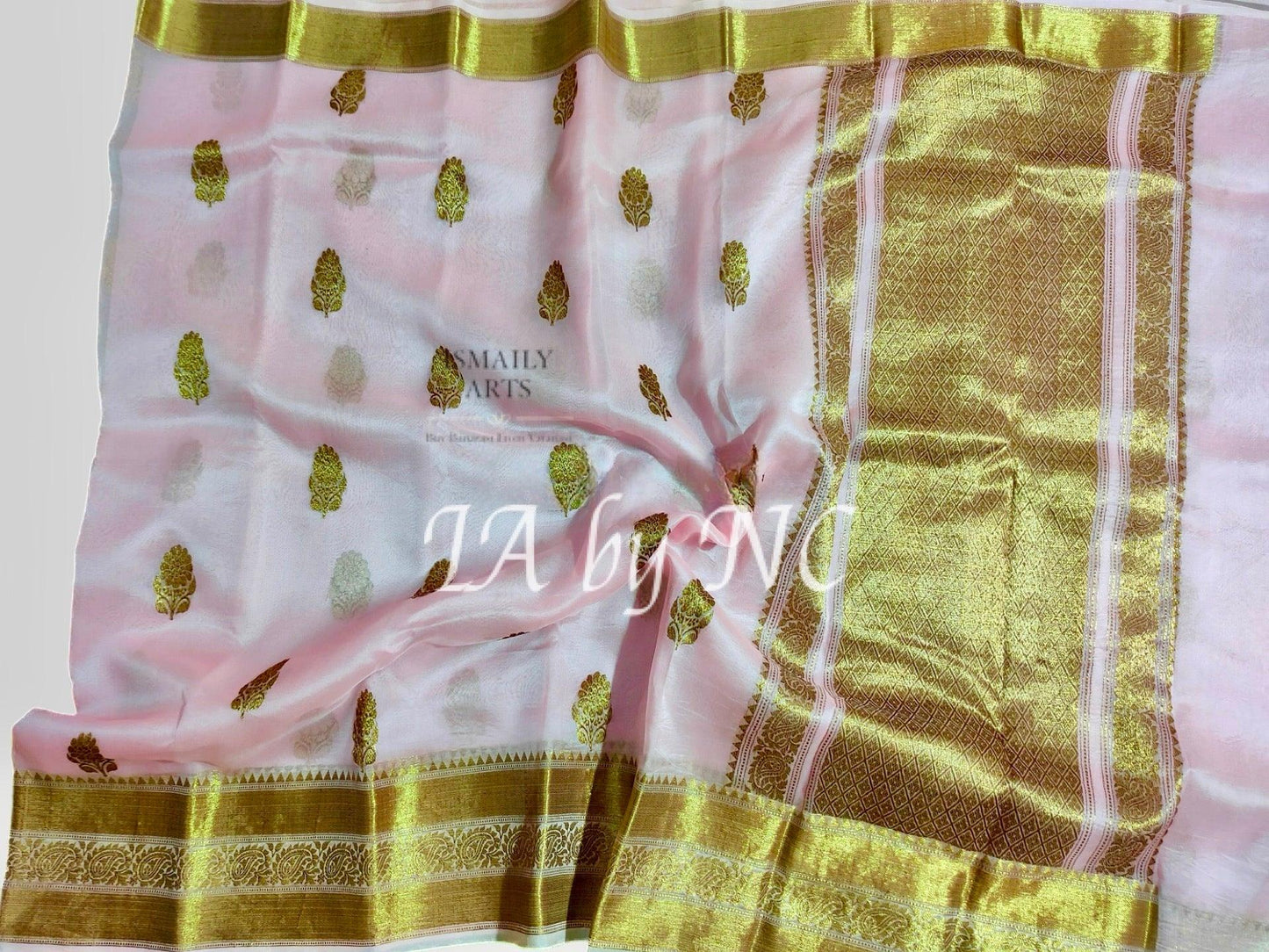 Baby Banarasi Pure Kora Organza Kadwa Saree