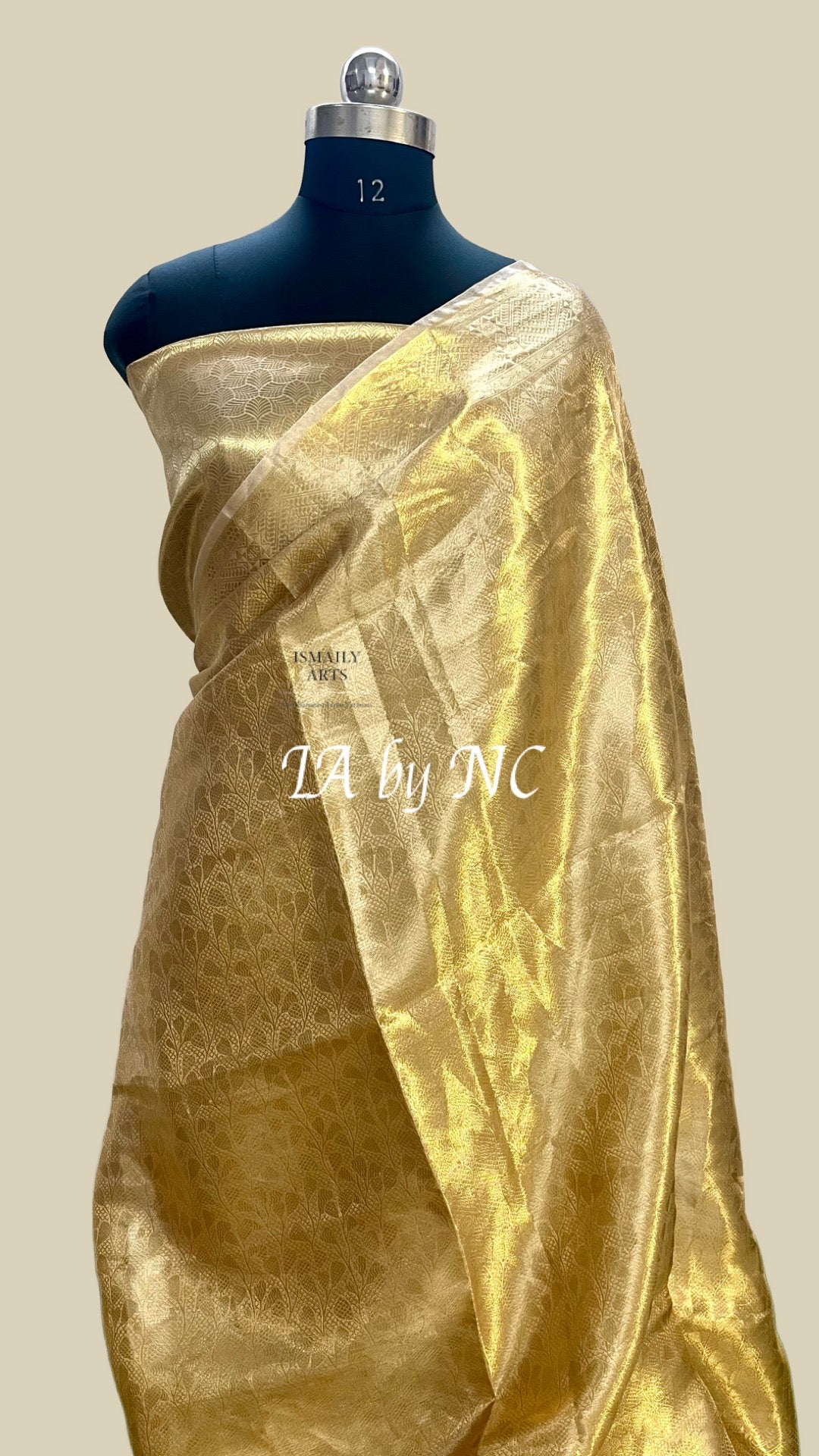 Beige Banarasi Pure Tissue Silk Brocade Saree