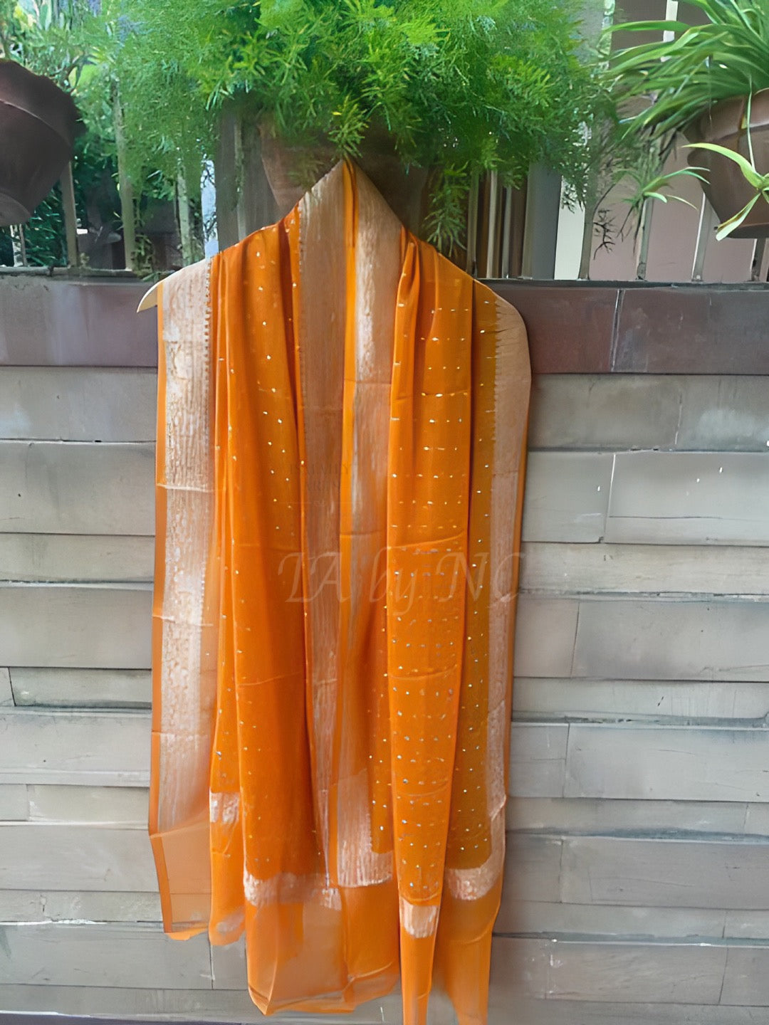 Tangerine Banarasi Pure Khaddi Georgette Dupatta