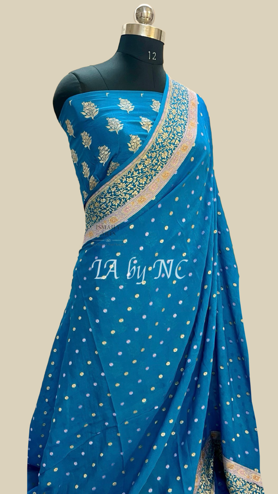 Teal Banarasi Pure Khaddi Crepe Georgette Saree