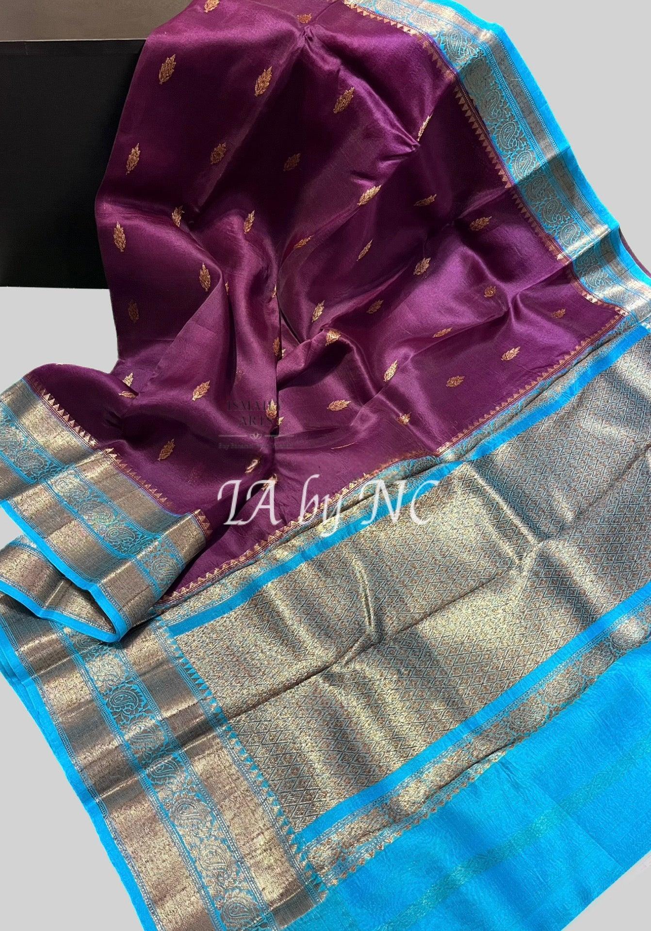Byzantine Banarasi Pure Kora Organza Kadwa Saree