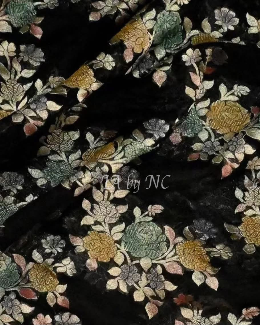 Black Banarasi Pure Khaddi Georgette Saree