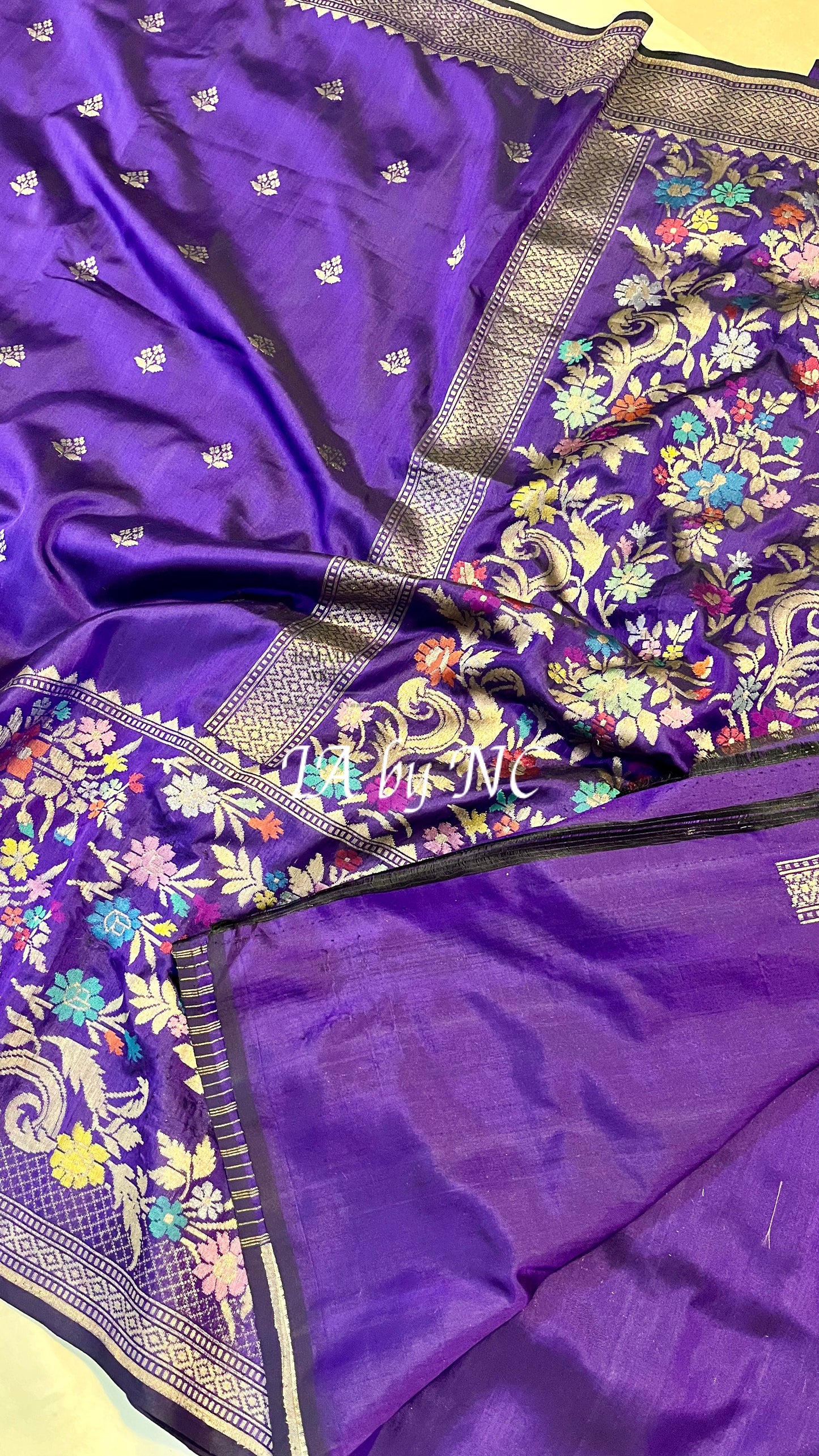 Grape Banarasi Pure Katan Silk Paithani Brocade Saree