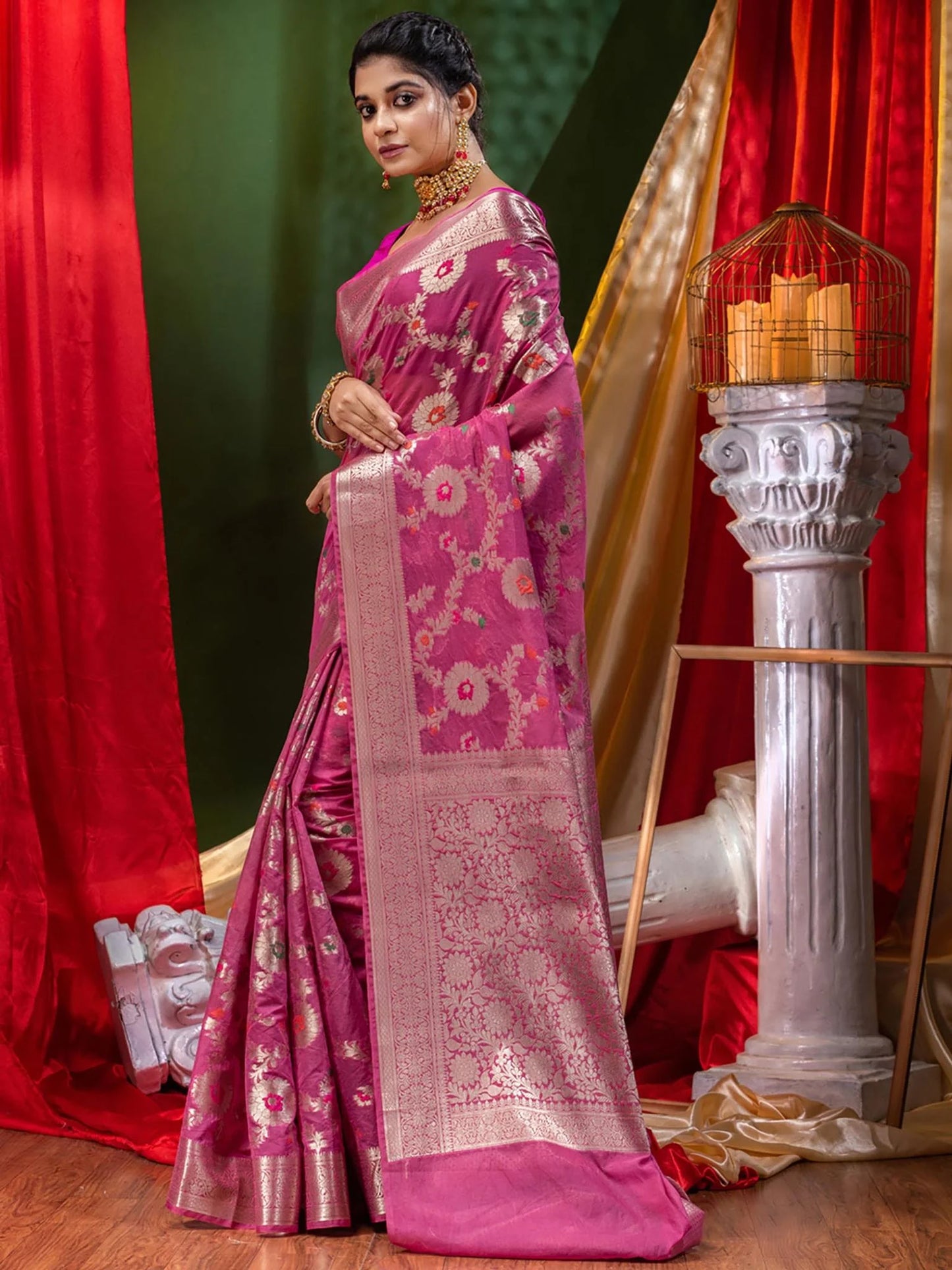 Banarasi Blend Khaddi Georgette Meena Saree