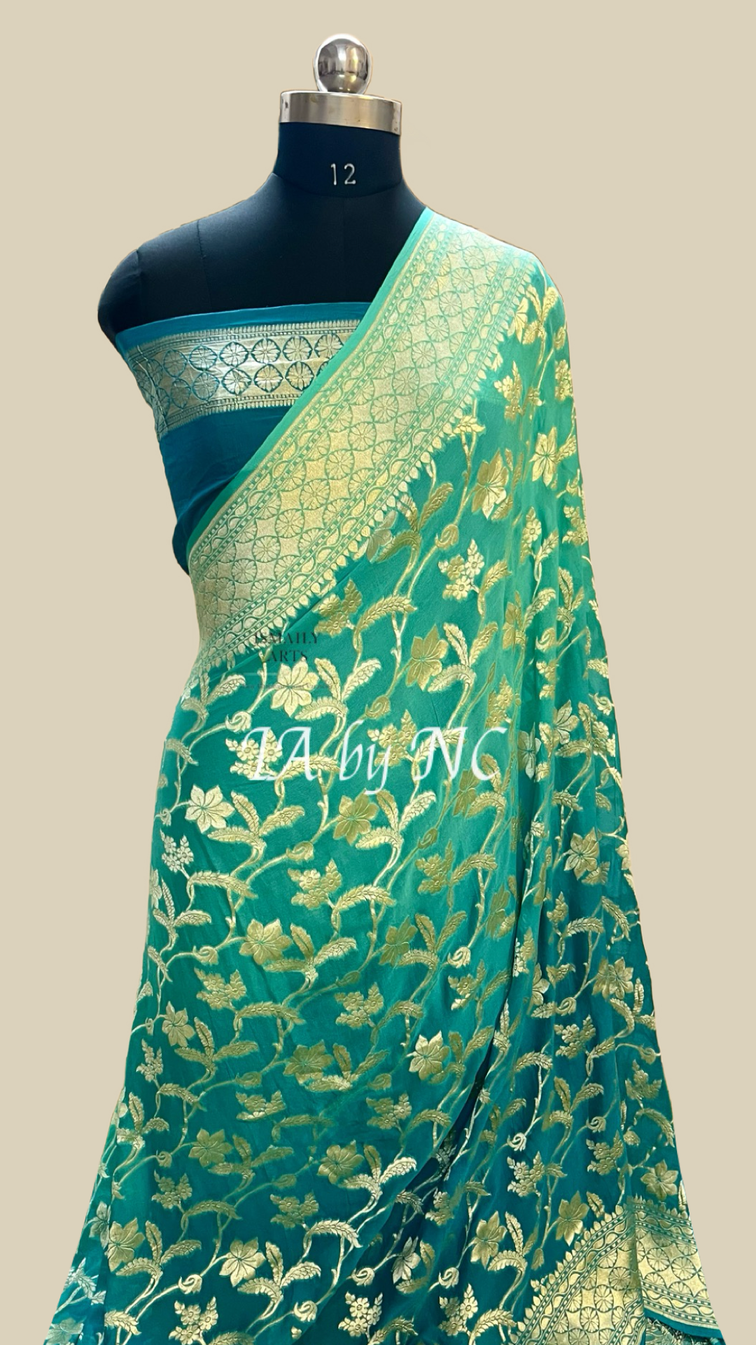 Turquoise Banarasi Pure Khaddi Georgette Saree