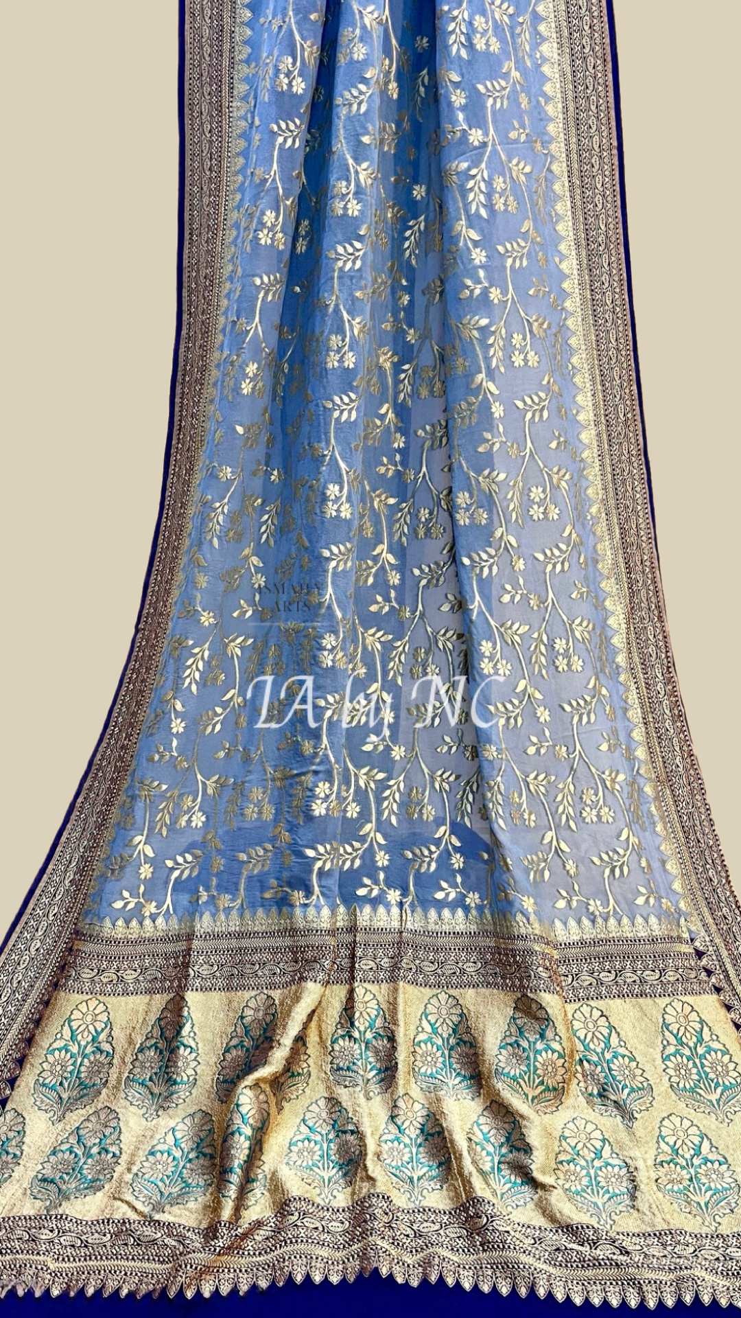 Airforce Banarasi Pure Khaddi Georgette Saree