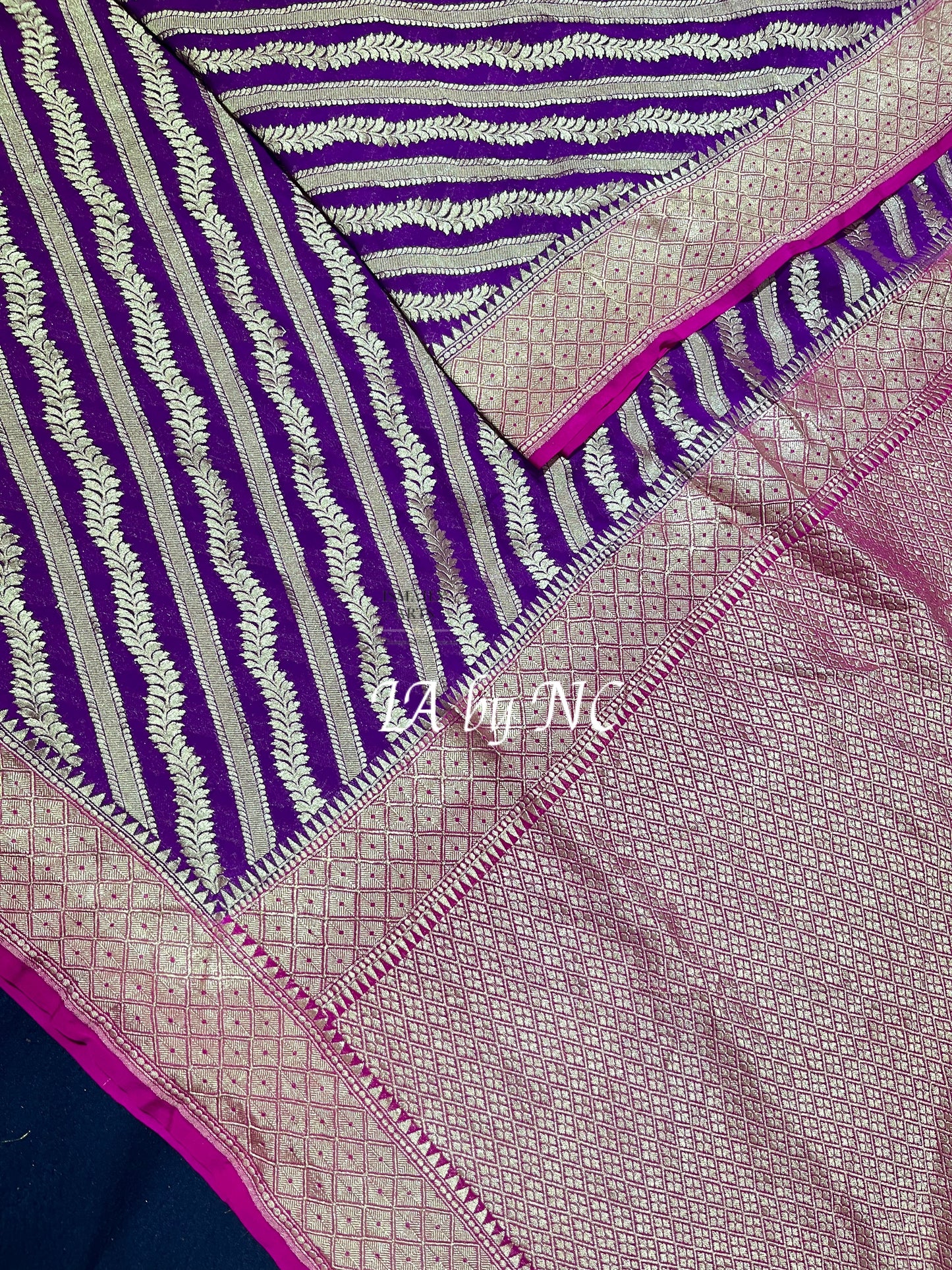 Grape Banarasi Pure Khaddi Georgette Saree