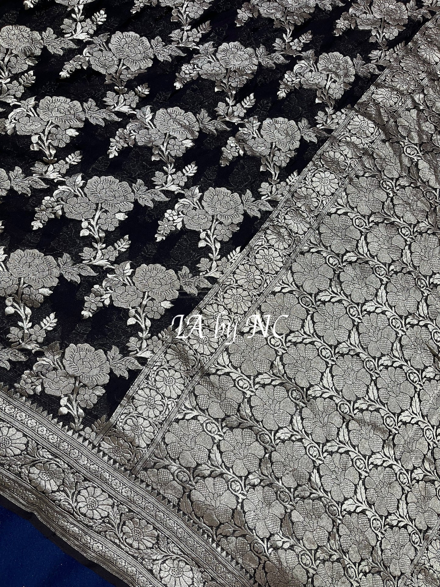 Black Banarasi Pure Khaddi Georgette Saree