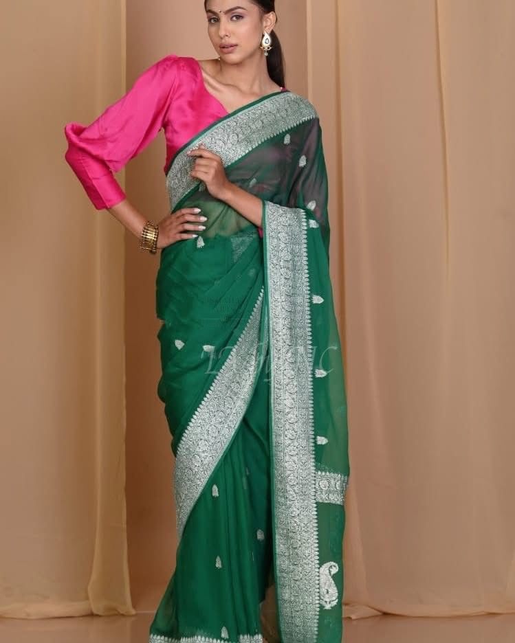 Sacramento Banarasi Pure Khaddi Georgette Kadwa Saree