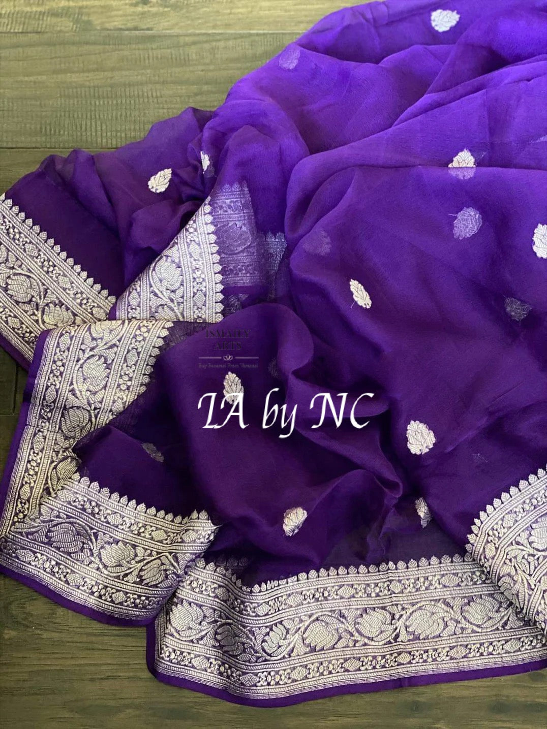 Grape Banarasi Pure Khaddi Georgette Kadwa Saree
